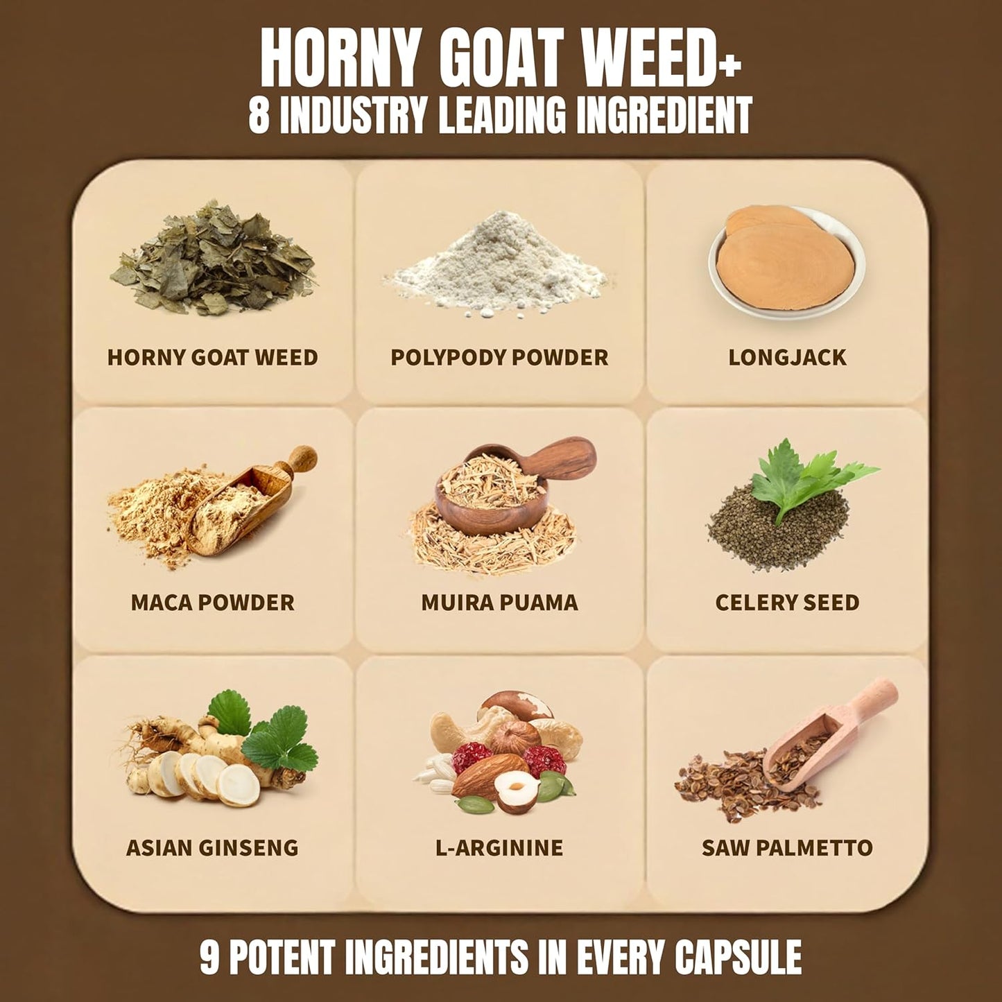 Premium Male Performance Booster - Horny Goat Weed + 8 Ingredients | Pills for Men Fast Acting Blood-Flow, Muscle Building, Energy | 3rd Party Tested Supplement - 60 Pills for Adults