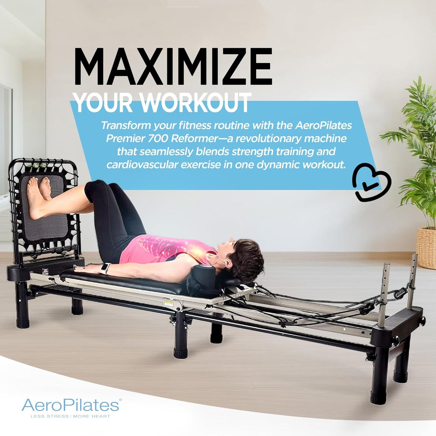 AeroPilates Reformer Home Workout Equipment, Pilates Machine w/Resistance