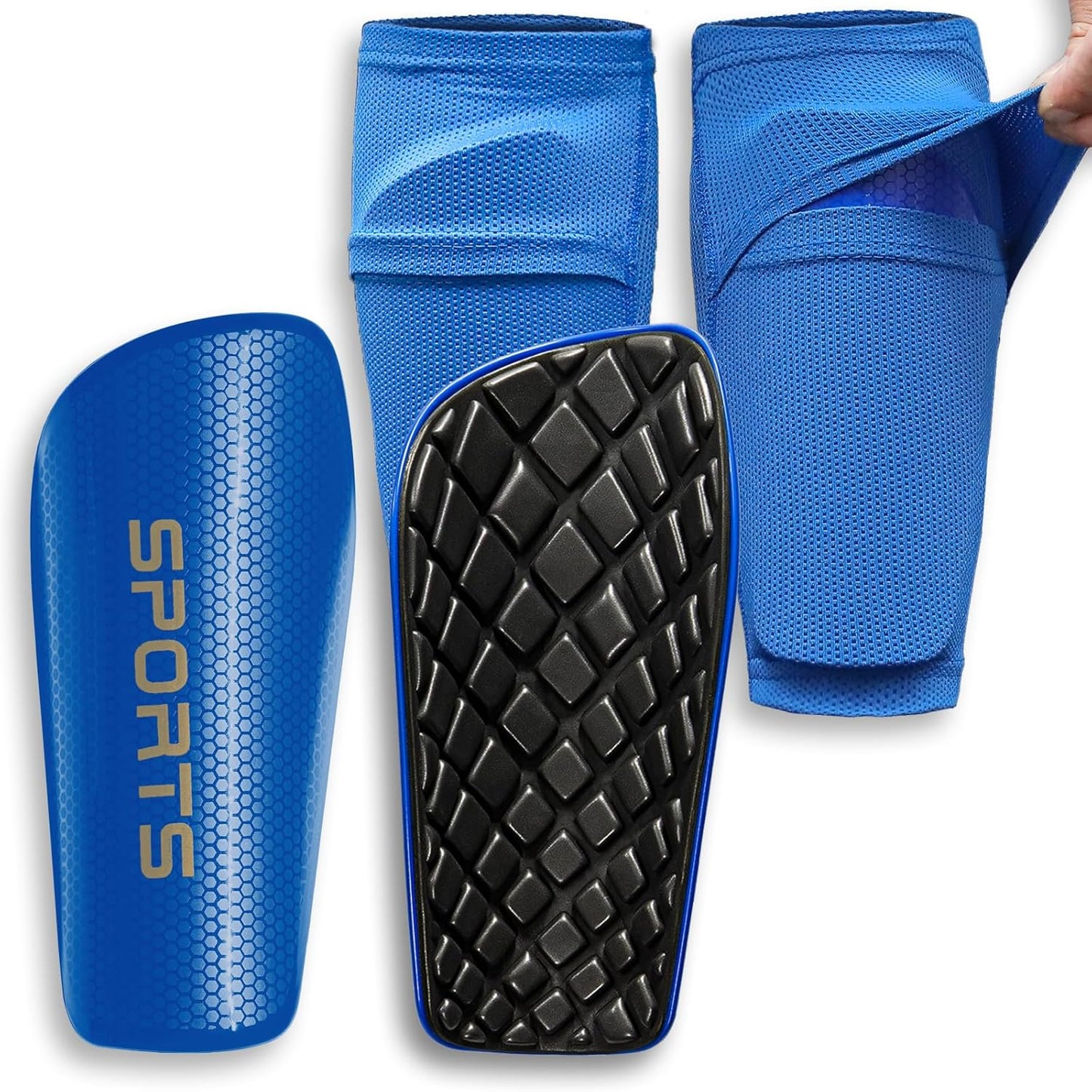 Soccer Shin Guards for Kids Youth Adults - Shin Pads and Sleeves with Optimized Insert Pocket for Boys Girls Men Women for Football Games - Protective Soccer Equipment