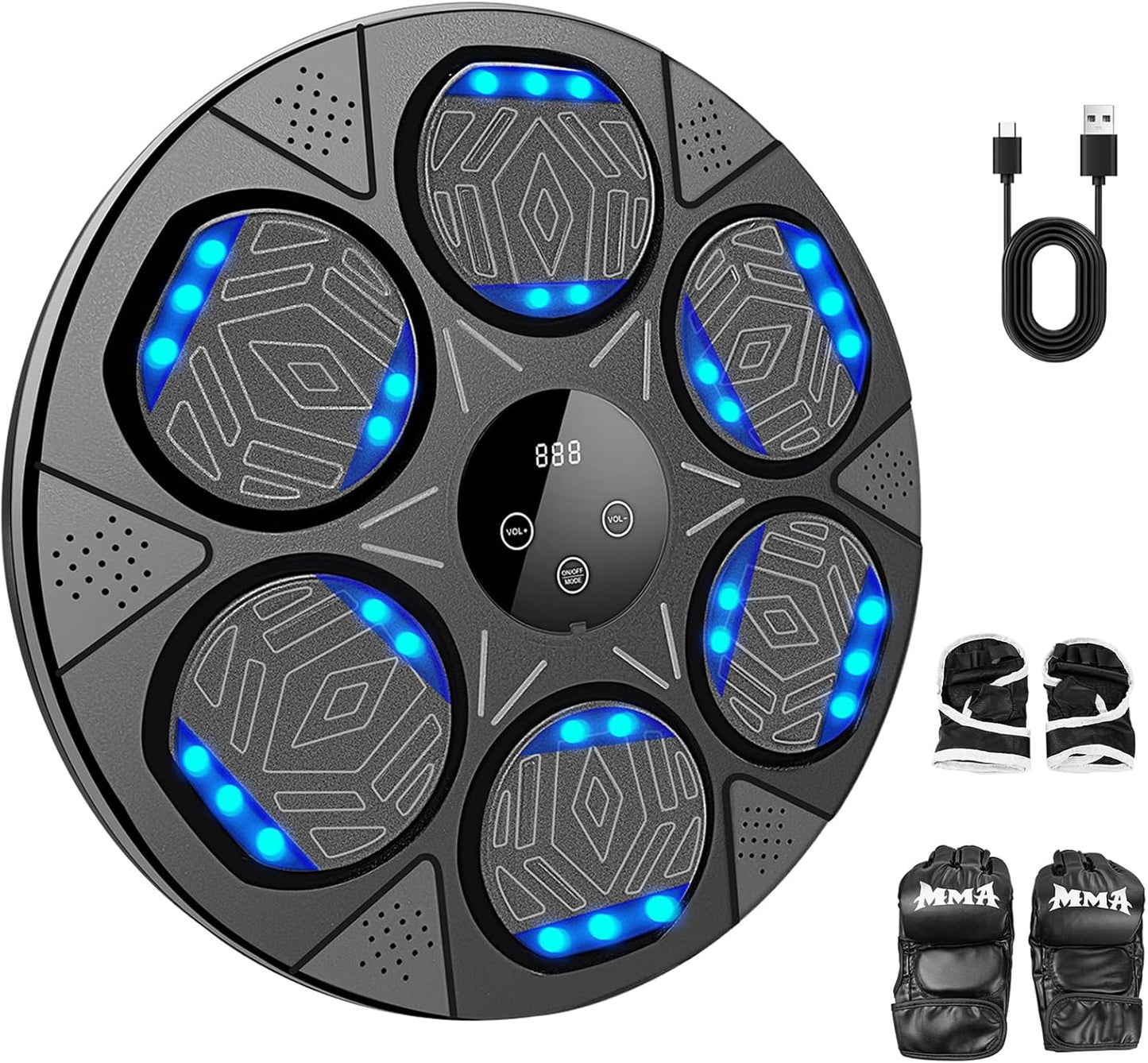 Music Boxing Machine, Bluetooth Music Punching Machine with Gloves, Electronic LED Boxing Training Equipment Wall Mounted, 9 Modes & 9 Speeds, Boxing Target for Home, Office, Gym