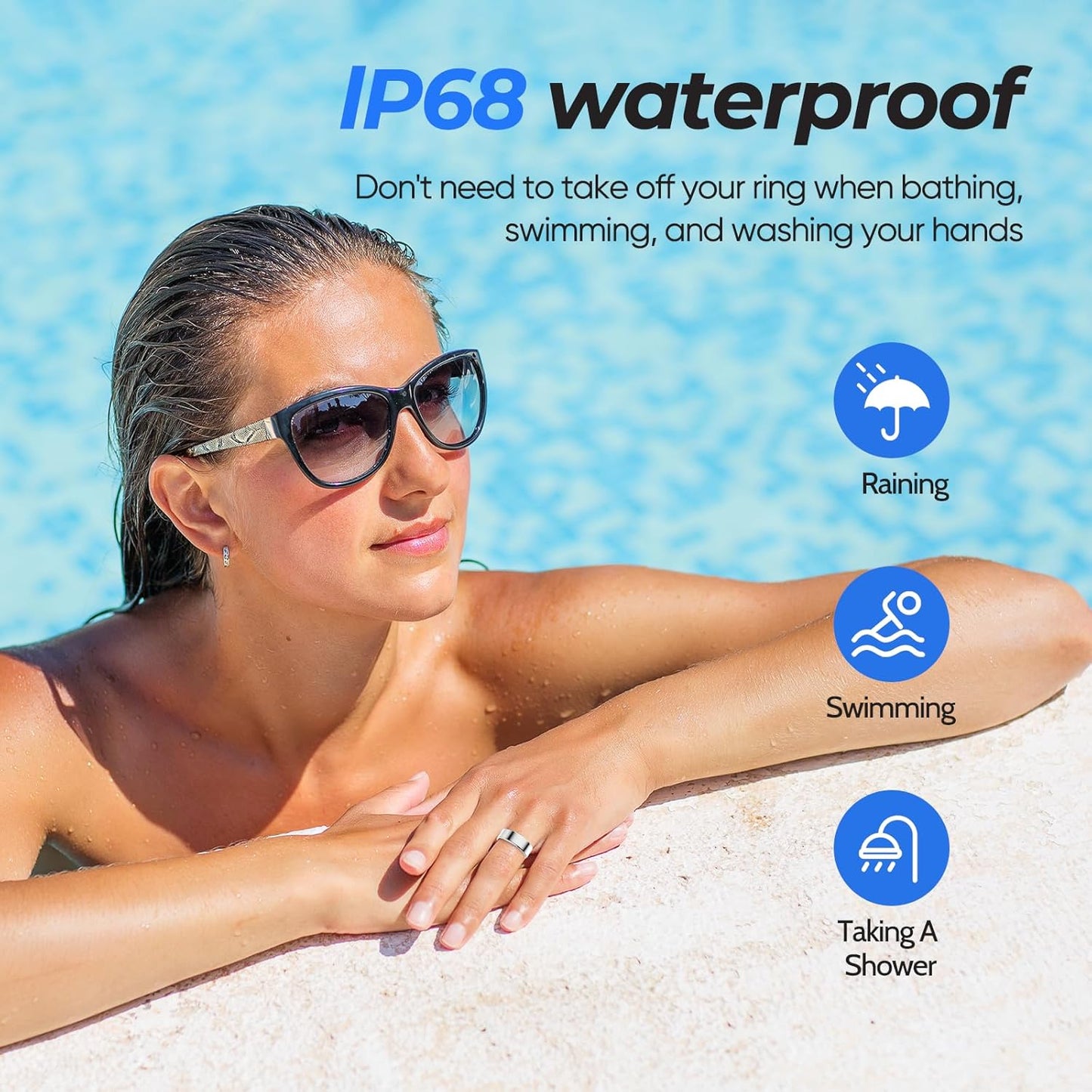 Smart Health Ring for Women Men Fitness Tracker with Heart Rate, Blood Pressure,Blood Oxygen,Step Counting, Sleep Monitoring,IP68 Waterproof for iPhone and Android, No Subscription Fee (Silver, 9)