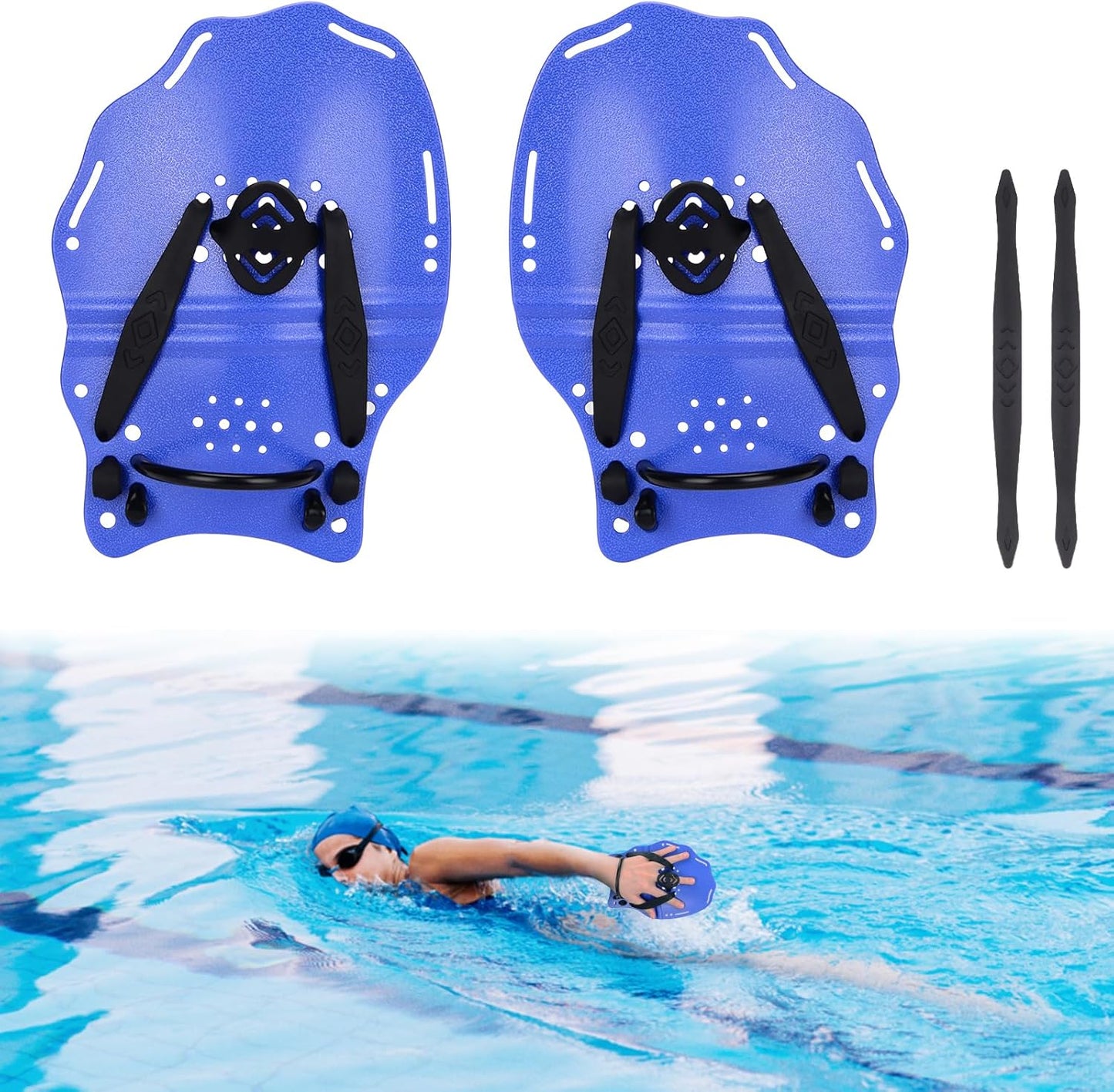 Hikeen Swim Paddle Hand for Adult and Junior, Swim Training Hand Paddles with Adjustable Straps, Swimming Hand Paddles for Training
