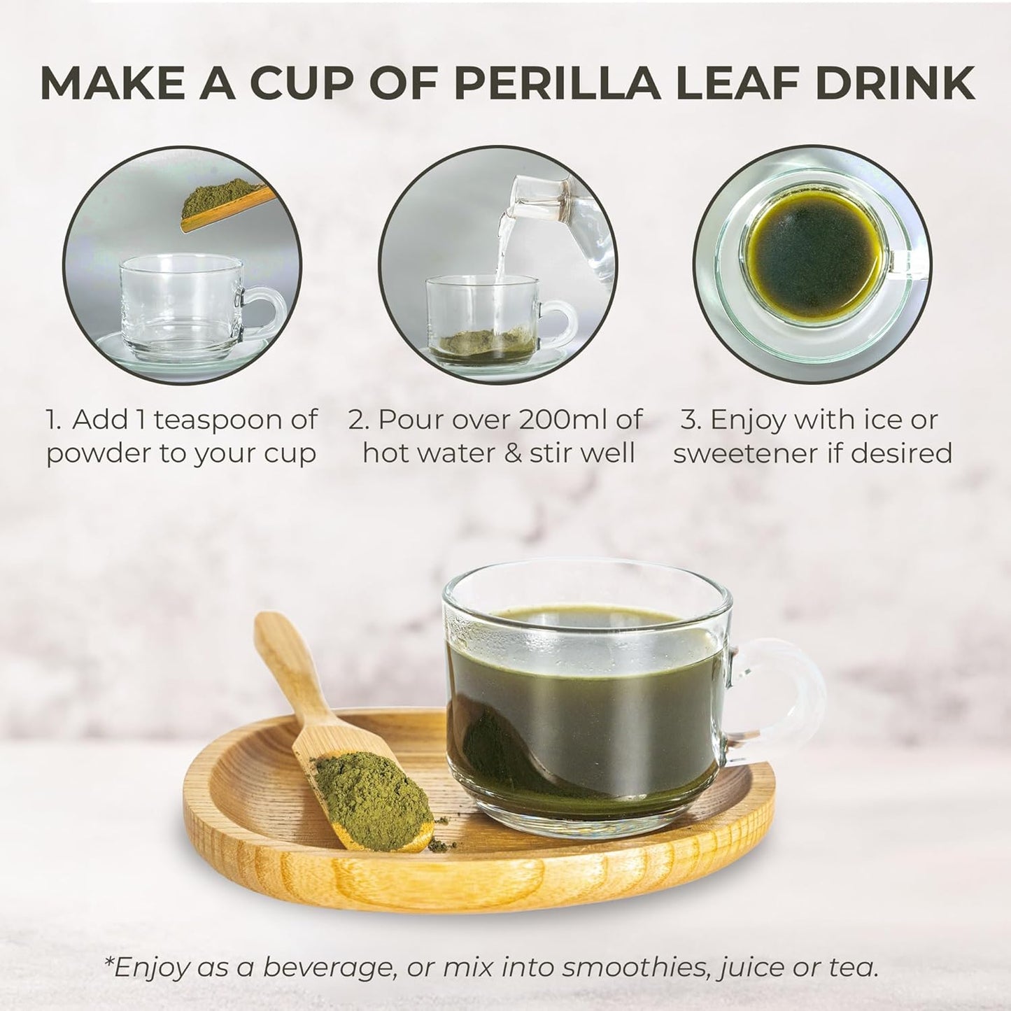 Perilla Leaf Powder (Shiso) - 10.58 oz, 100% Pure Dried Perilla Leaves, Herbal Drink & Culinary Ingredient, Rich in Nutrients, Immunity Supports, No Additives, No Caffeine, Gluten Free