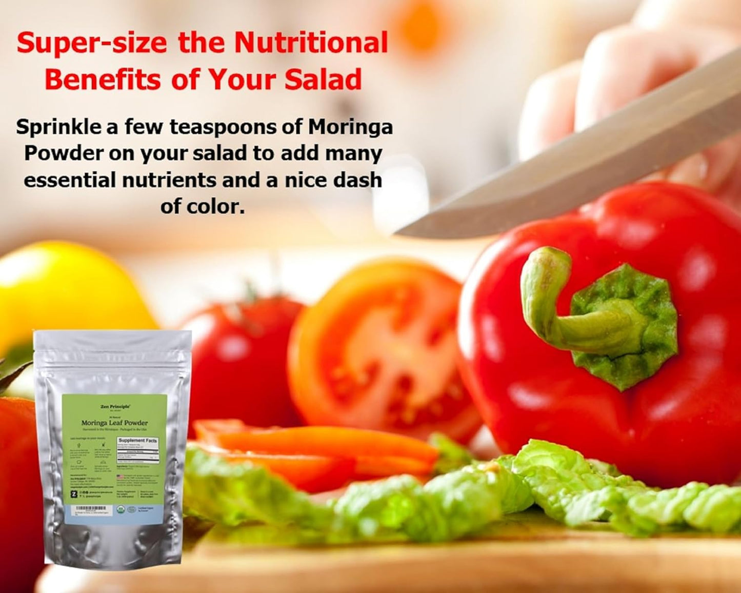 Zen Principle 1 lb. Premium Organic Moringa Oleifera Leaf Powder. USDA Certified Organic.