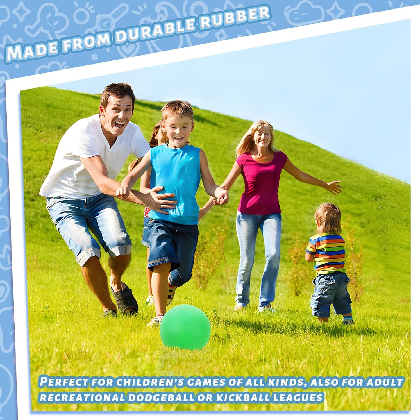 LovesTown Inflatable Playground Ball, 8.5 Inch Dodgeballs Kickballs with Air Pump, for 4 Square Ball Games, Sports Toys, Green