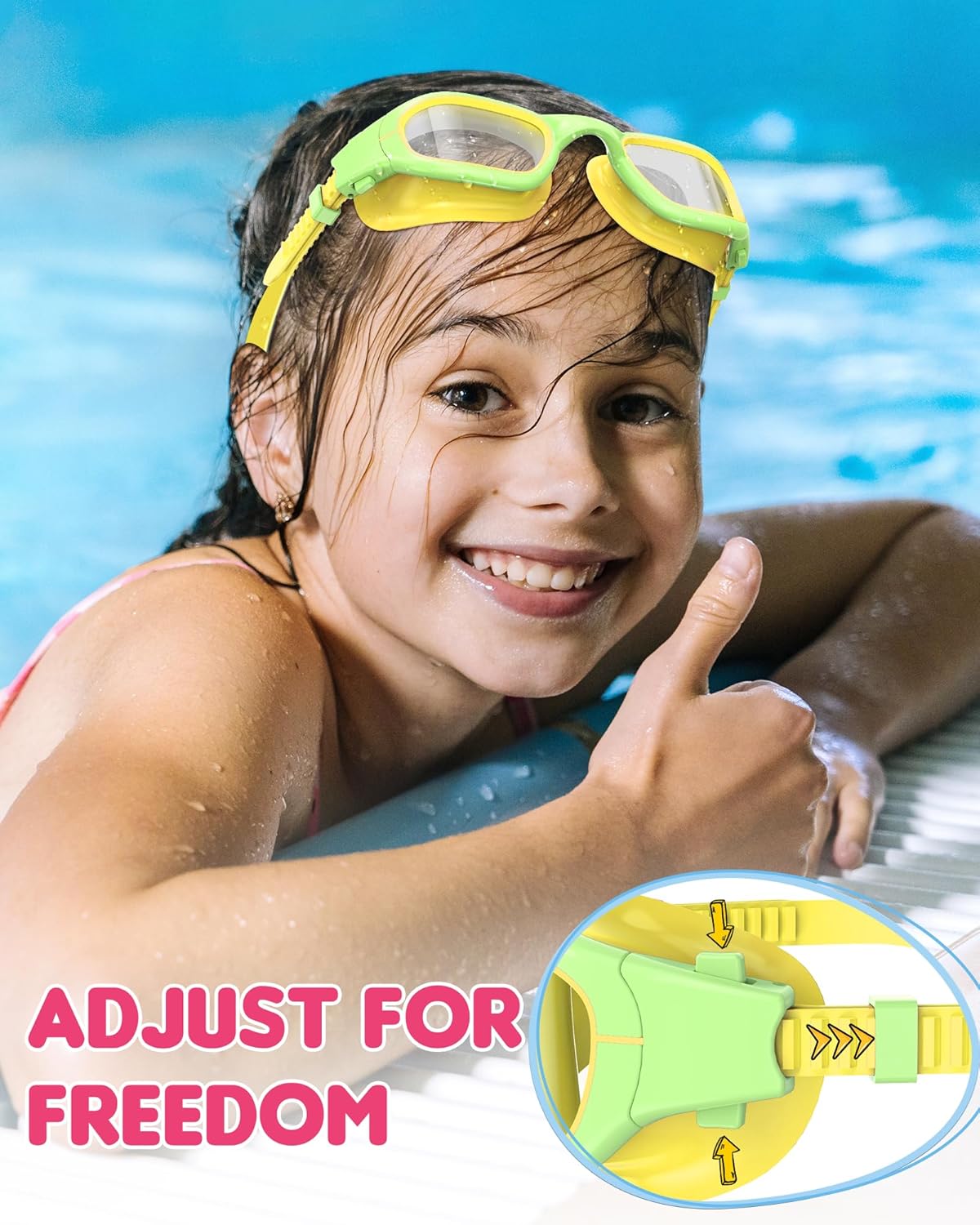 Kids Swim Goggles,Swimming Goggles for Kids 6-14, Anti-Fog UV Protection Pool Glasses for Boys Girls