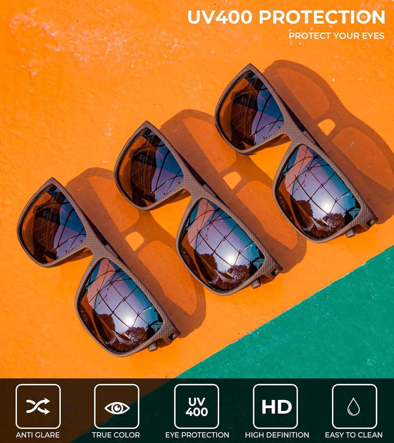 KALIYADI Polarized Sunglasses for Men, Lightweight Sun Glasses with UV Protection for Driving Fishing Golf