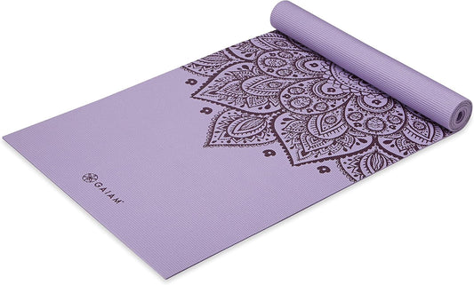 Gaiam Yoga Mat - Premium 5mm Print Thick Non Slip Exercise & Fitness Mat for All Types of Yoga, Pilates & Floor Workouts (68" x 24" x 5mm)