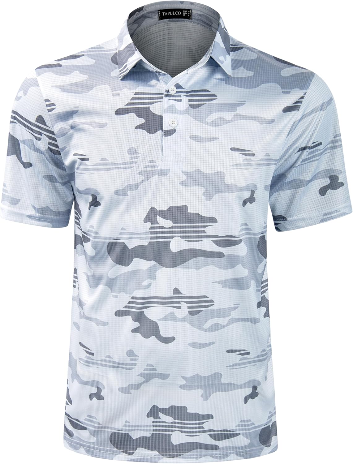 TAPULCO Mens Quick Dry Polo Shirts Camouflage Pattern Performance Athletic Lightweight Breathable Casual Golf Tshirts