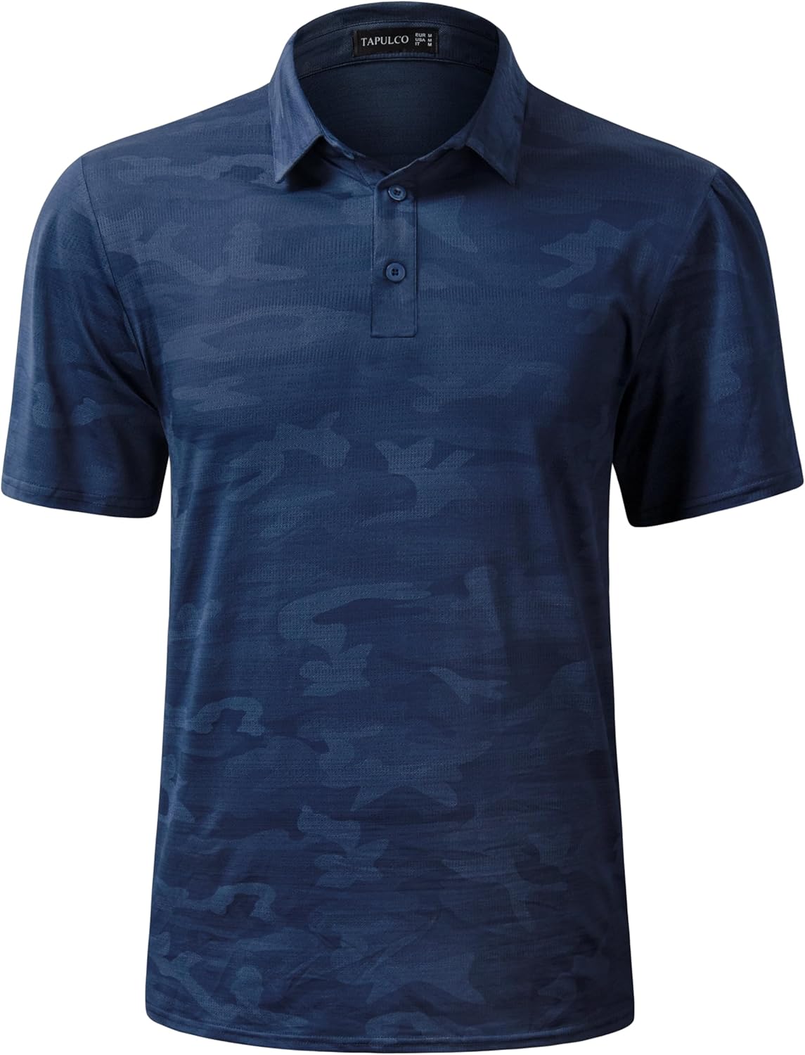 TAPULCO Mens Quick Dry Polo Shirts Camouflage Pattern Performance Athletic Lightweight Breathable Casual Golf Tshirts