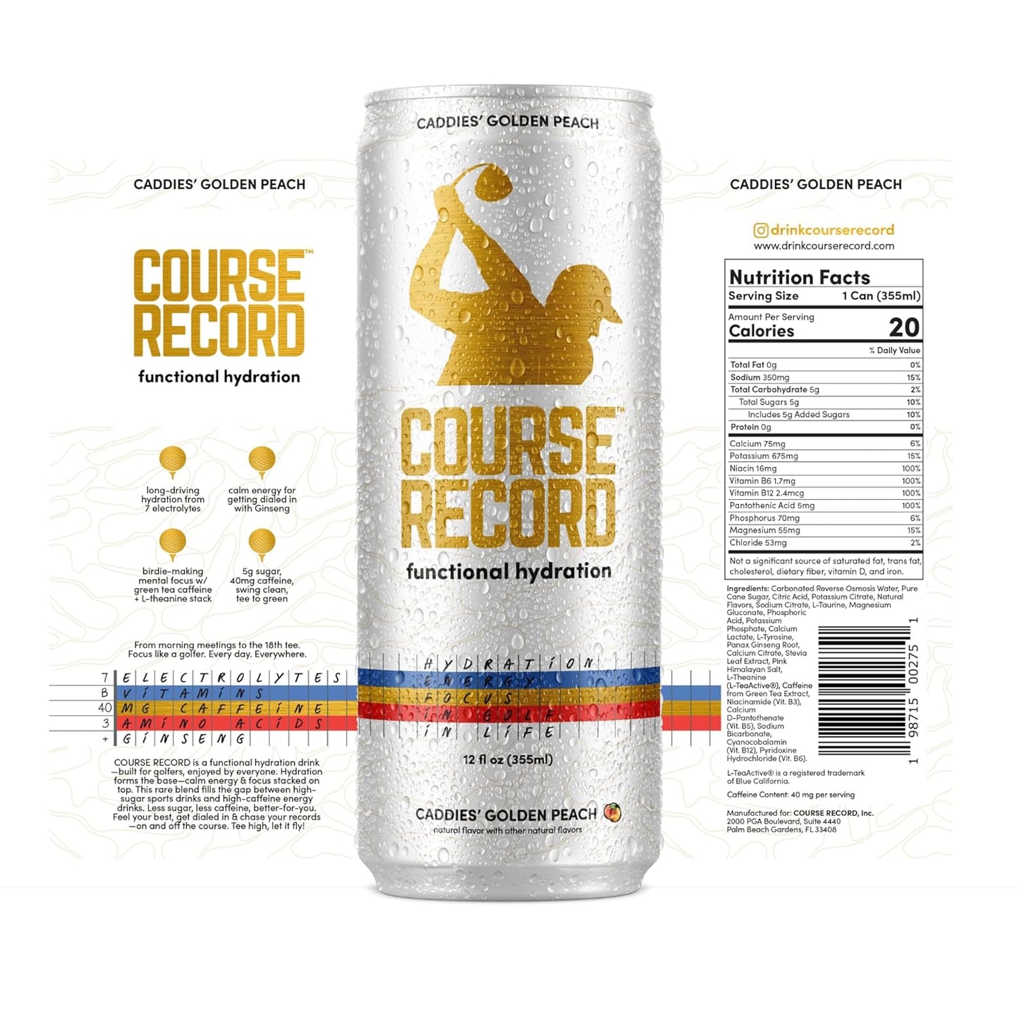 Functional Hydration Drink for Golfers – COURSE RECORD Variety Pack – Electrolytes, Calm Energy & Focus – Healthy Sports Drink – 12-Pack (12oz Cans) – Low Sugar, Low Caffeine