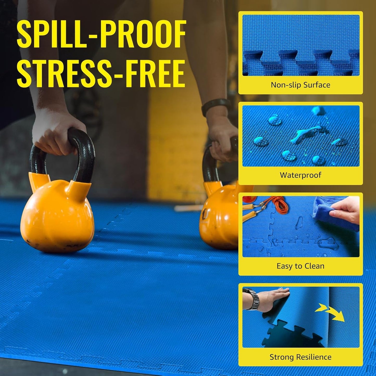 Hulkfit Puzzle Exercise Mat with EVA Foam Mat Interlocking Floor Tiles for Home Gym Mats Flooring for Garage Floor Padding for Kids Exercise Equipment Mats