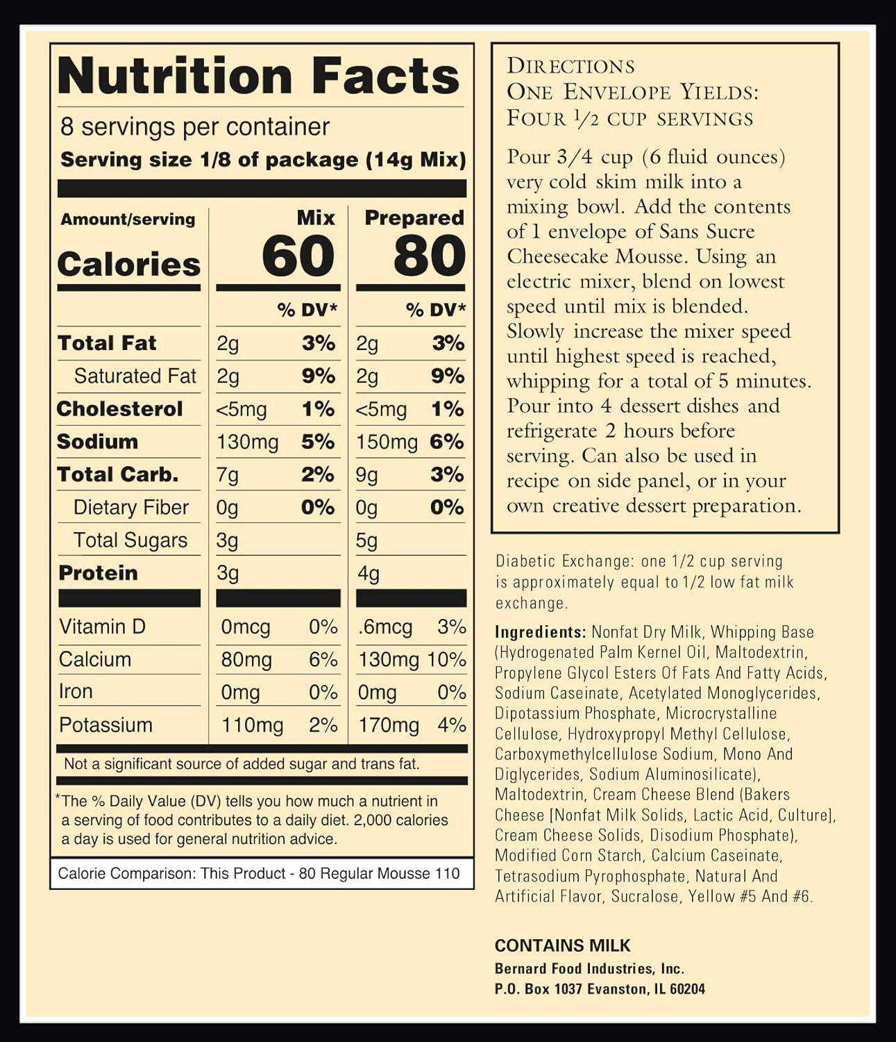 SANS SUCRE Cheesecake Mousse Mix - Sugar Free and Gluten Free