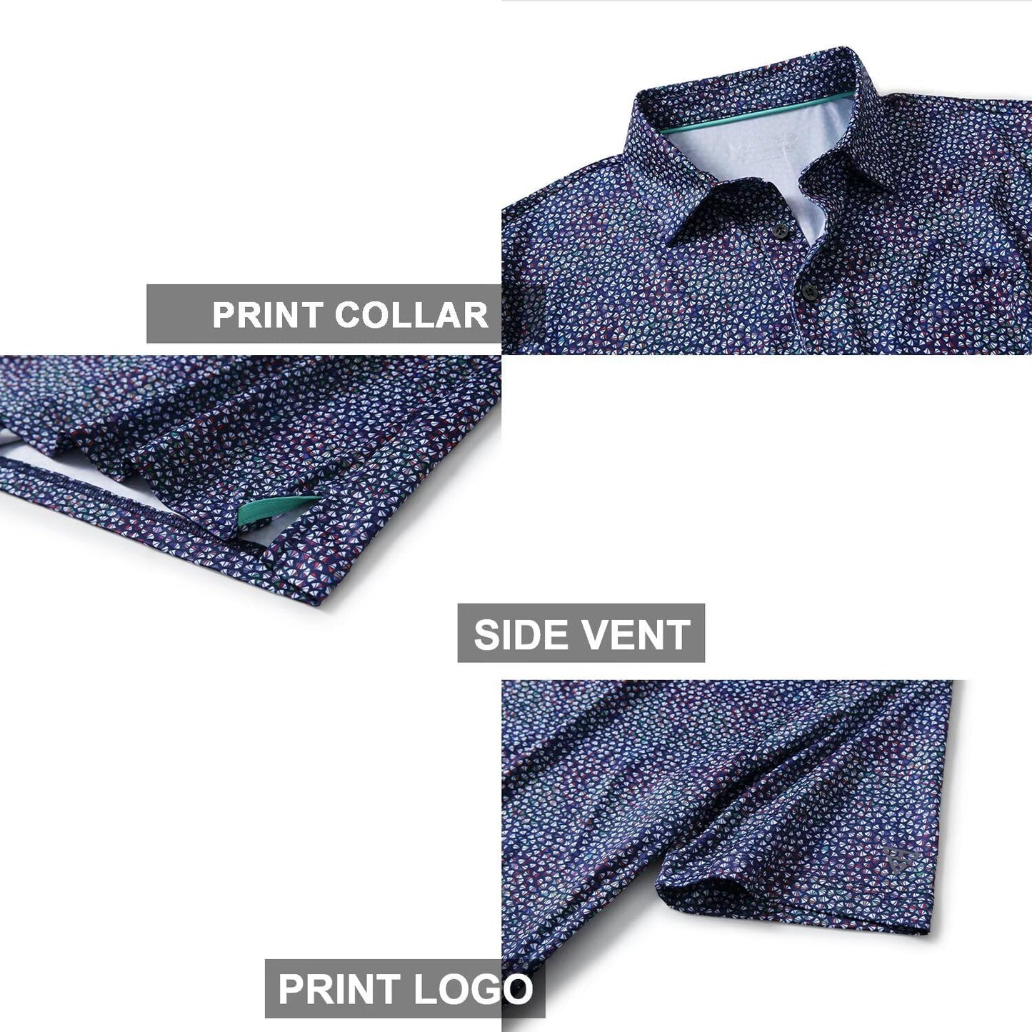 Men's Golf Polo Shirts Short Sleeve Striped Performance Moisture Wicking Dry Fit Golf Shirts for Men