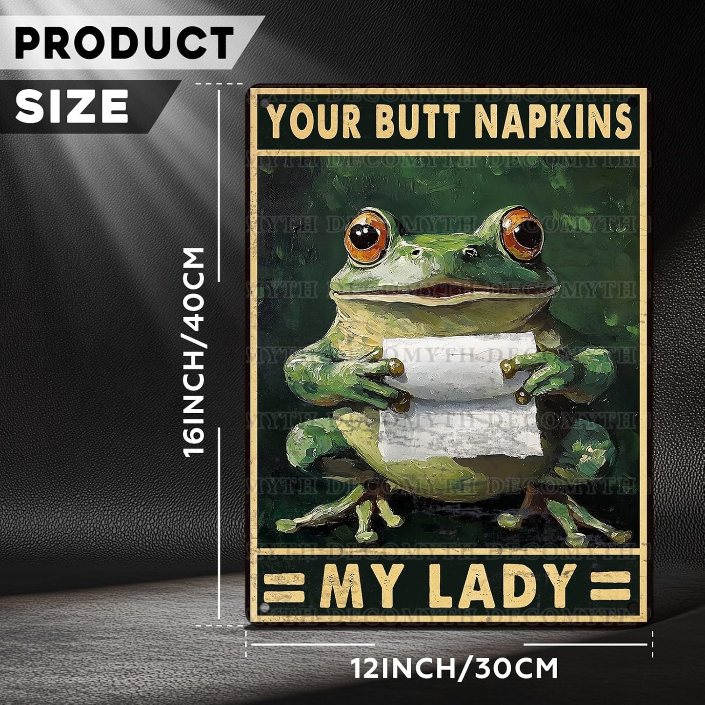 Funny Frog Bathroom Toilet Decor Metal Sign Frog Your Butt Napkin My Lord Vintage Tin Sign for Bedroom Toilet or Bathroom Wall 12 * 16inch