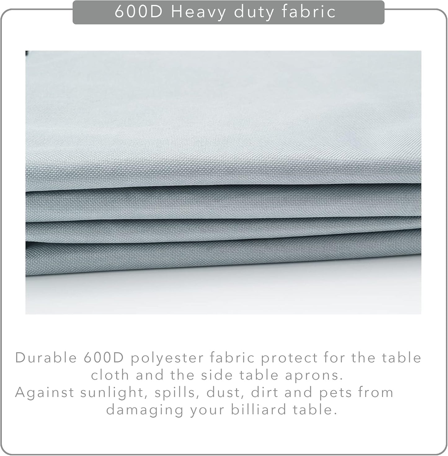 7/8/9FT Heavy Duty 600D Polyester Canvas Billiard Pool Table Cover(7 Colors Available) (Gray, 8-Foot)