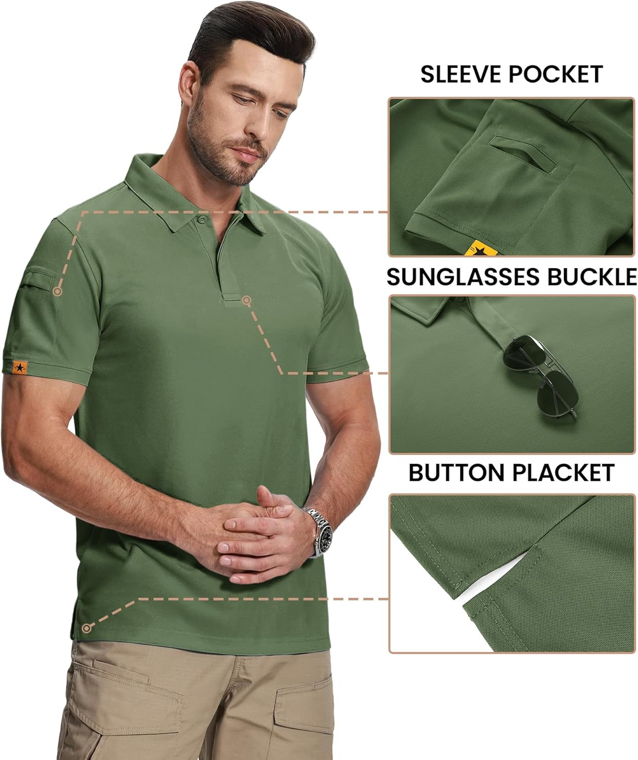 ZITY Mens 2 Pack Polo Shirts Short Sleeve Performance Sports Golf Shirt for Men Tactical Shirt