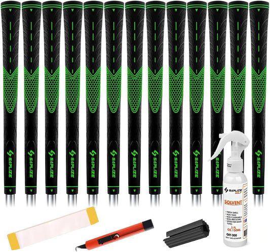 SAPLIZE Golf Grips Set of 13, Bundle with Tape or Full Regripping Kit, Jumbo / Mid / Standard / Undersize, Women / Men Anti-slip Rubber Golf Club Grips, CC01 Series
