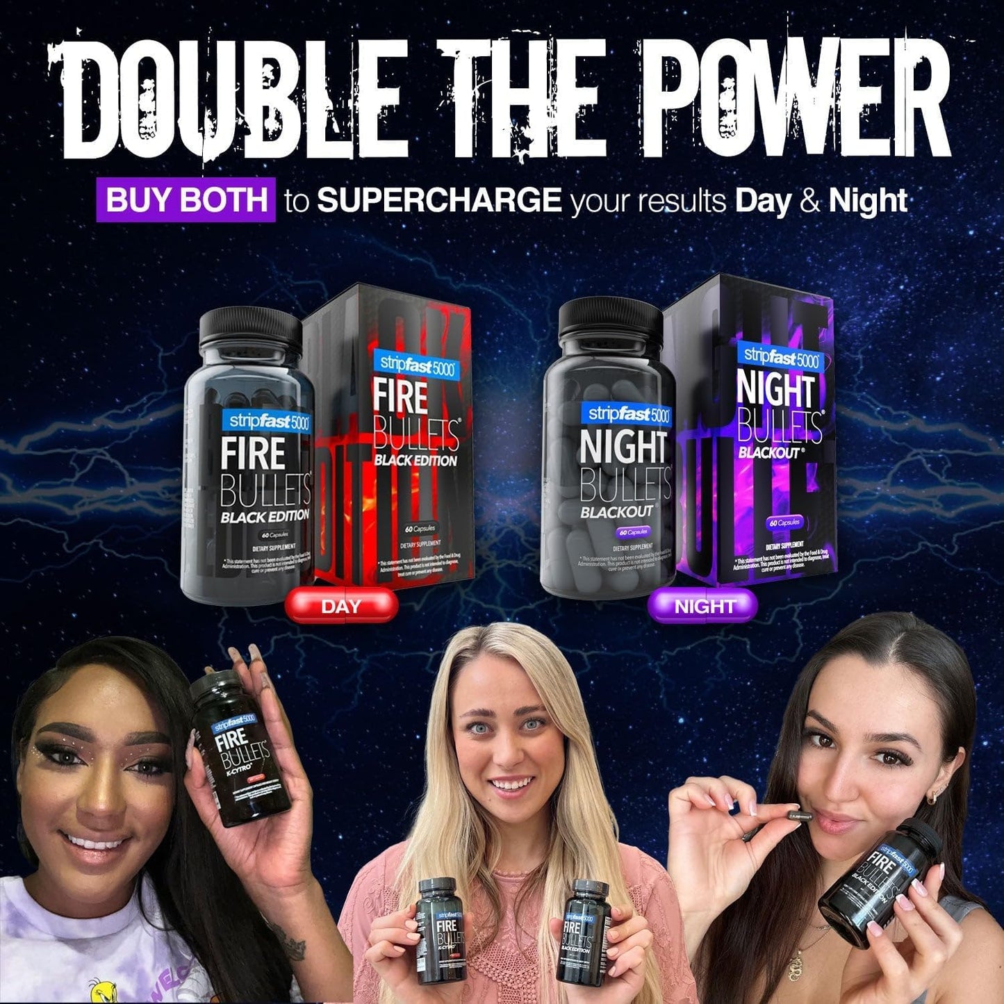 stripfast5000 Night Bullet Capsules for Women and Men - 60 Count