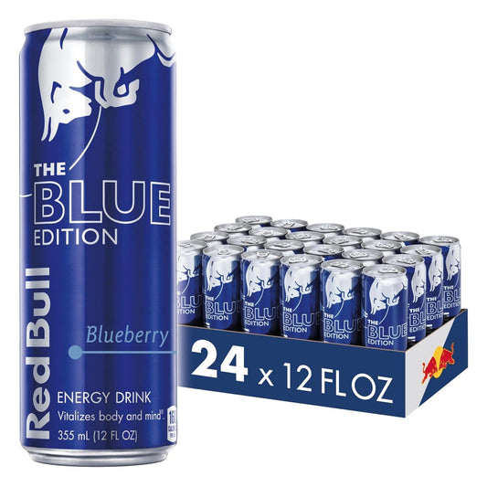 Red Bull Blue Edition Energy Drink, Blueberry, with 114mg Caffeine plus Taurine & B Vitamins, 12 Fl Oz, Pack of 24 Cans