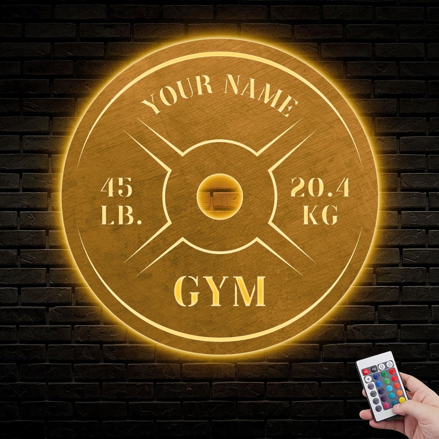 Personalized Home Gym LED Tin Metal Sign Multiple Sizes, Weight Lifting Exercise Workout Room Training Fitness Center Motivational Inspirational Quotes Decor Wall Art Hanging Accessories (10 LED)