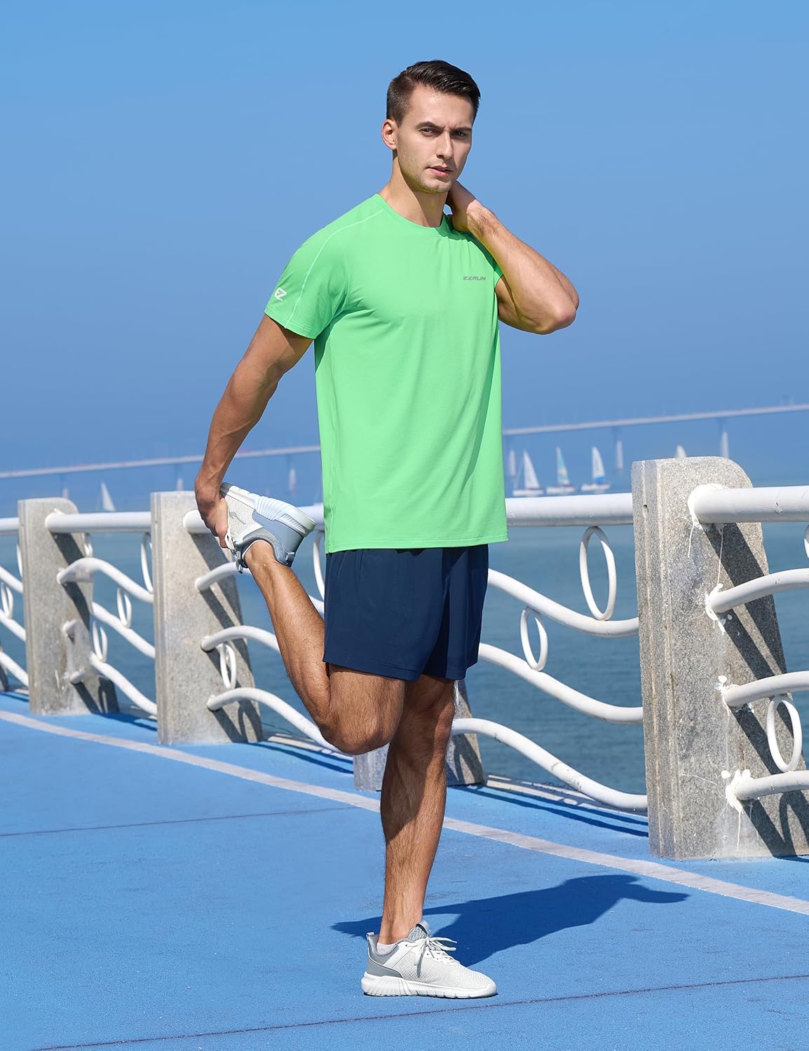 EZRUN Men's Lightweight Short Sleeve T-Shirt Quick Dry Workout Running Athletic Swim Shirts Fishing Rash Guard