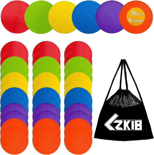 Spot Markers 4.72/9 Inch 12/24/36 Pcs Anti-Slip Agility Floor Markers,Colorful Flat Field Gym Classroom Floor Spots Set for Indoor Outdoor Soccer Basketball Sports Speed Training and Drills