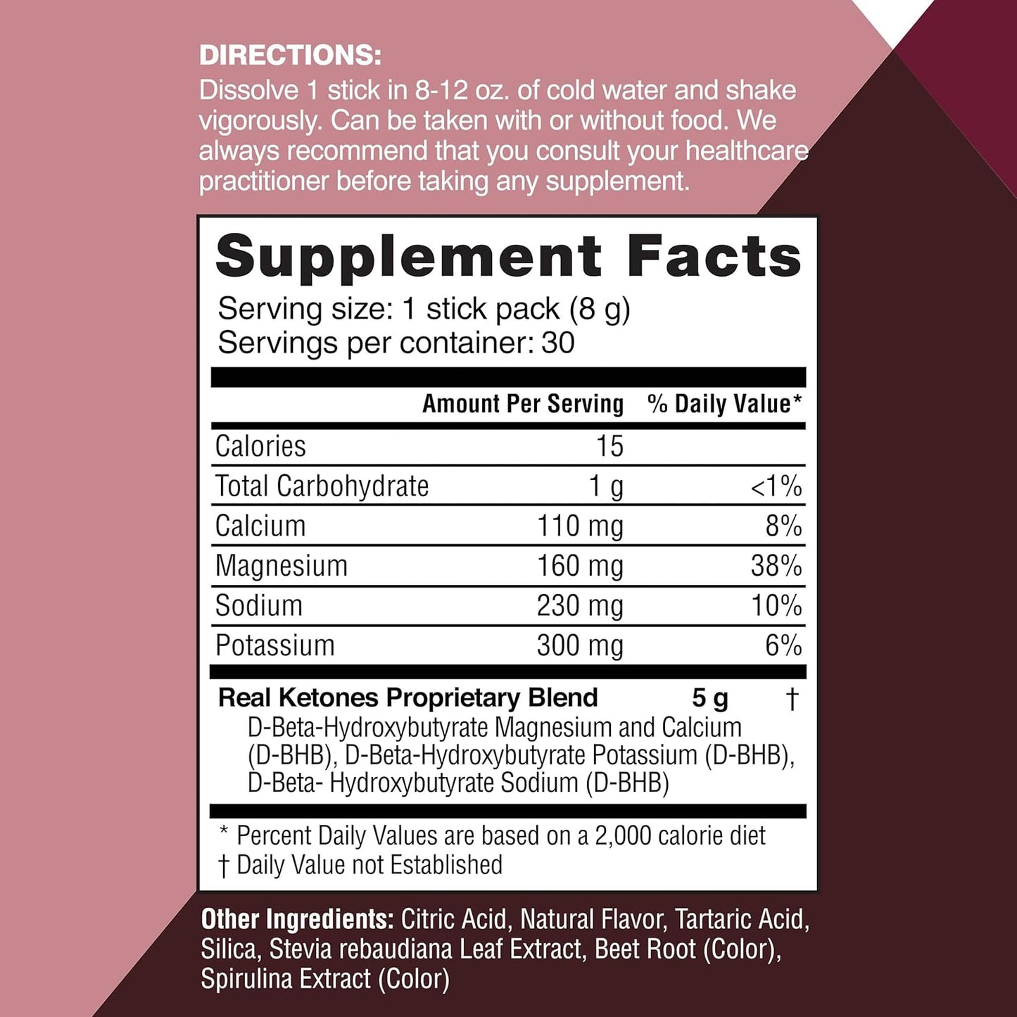 Real Ketones BHB Exogenous Ketones Drink Mix Packets Keto Electrolytes Powder Packets No Sugar with 4 Main Fasting Electrolytes Plus Hydrating Patented Keto BHB - 30 Count Black Cherry