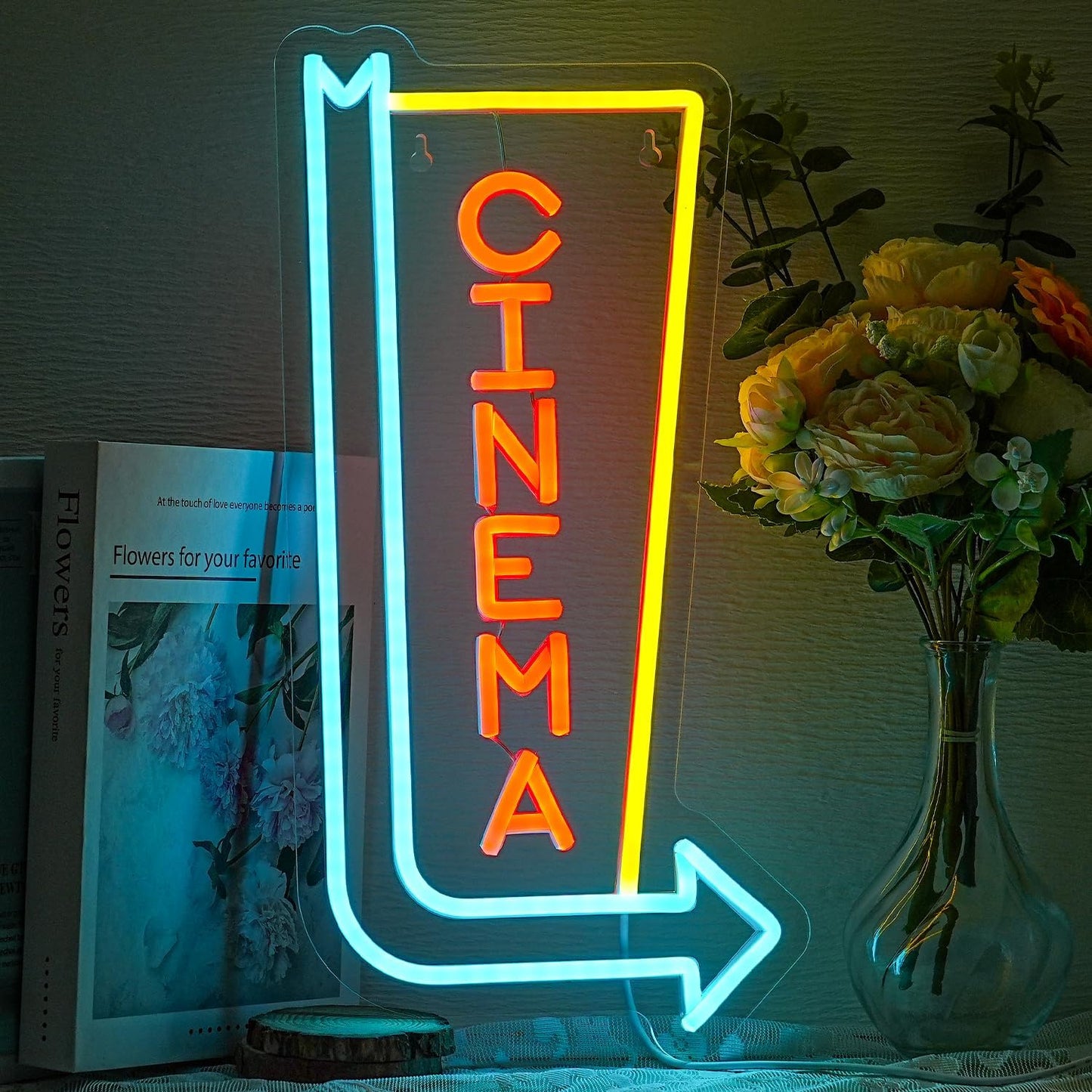 Cinema Neon Sign Arrow Neon Light for Wall Decor Movie Theater Led Neon Signs Movie Led Neon Lights for Home Theater Film Room Commercial Theater Store Decoration