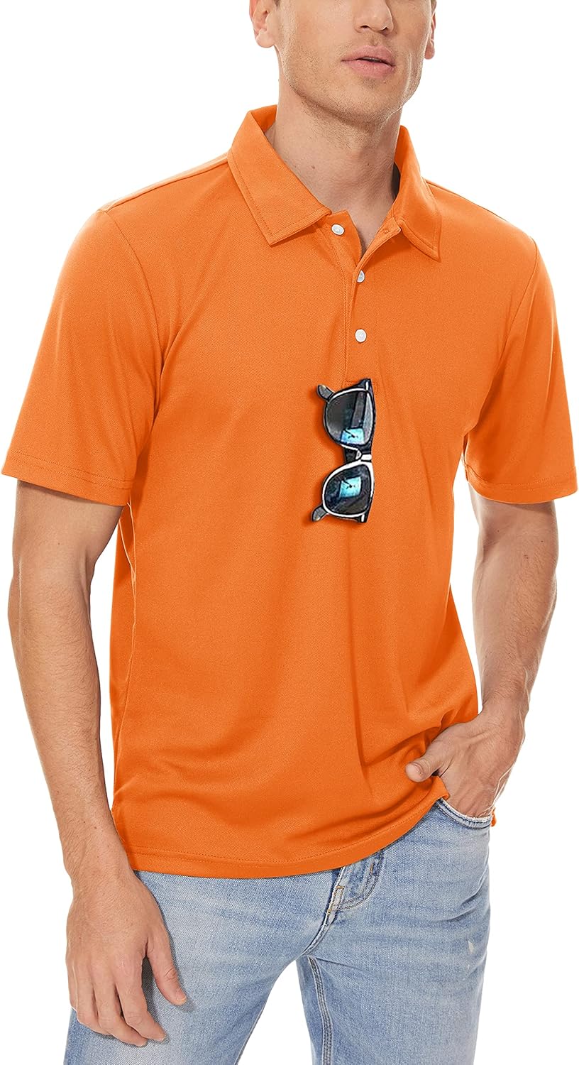 MAGCOMSEN Men's Polo Shirts 3 Buttons Casual Work T Shirts Quick Dry Short Sleeve Golf Shirt Pique Jersey Outdoor Performance