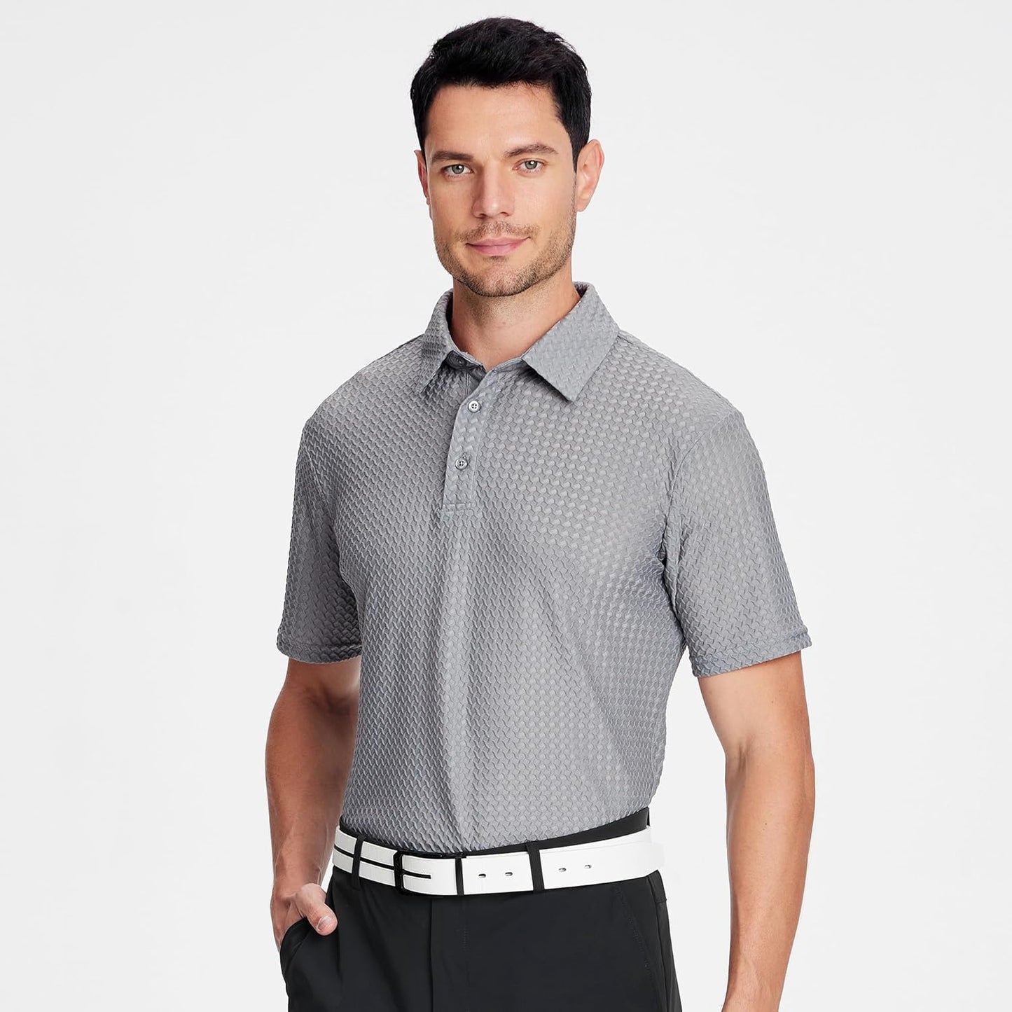 WARHORSEE Golf Polo Shirts for Men Short Sleeve Wrinkle Free 4 Way Stretch Moisture Wicking Performance Collared Tshirts