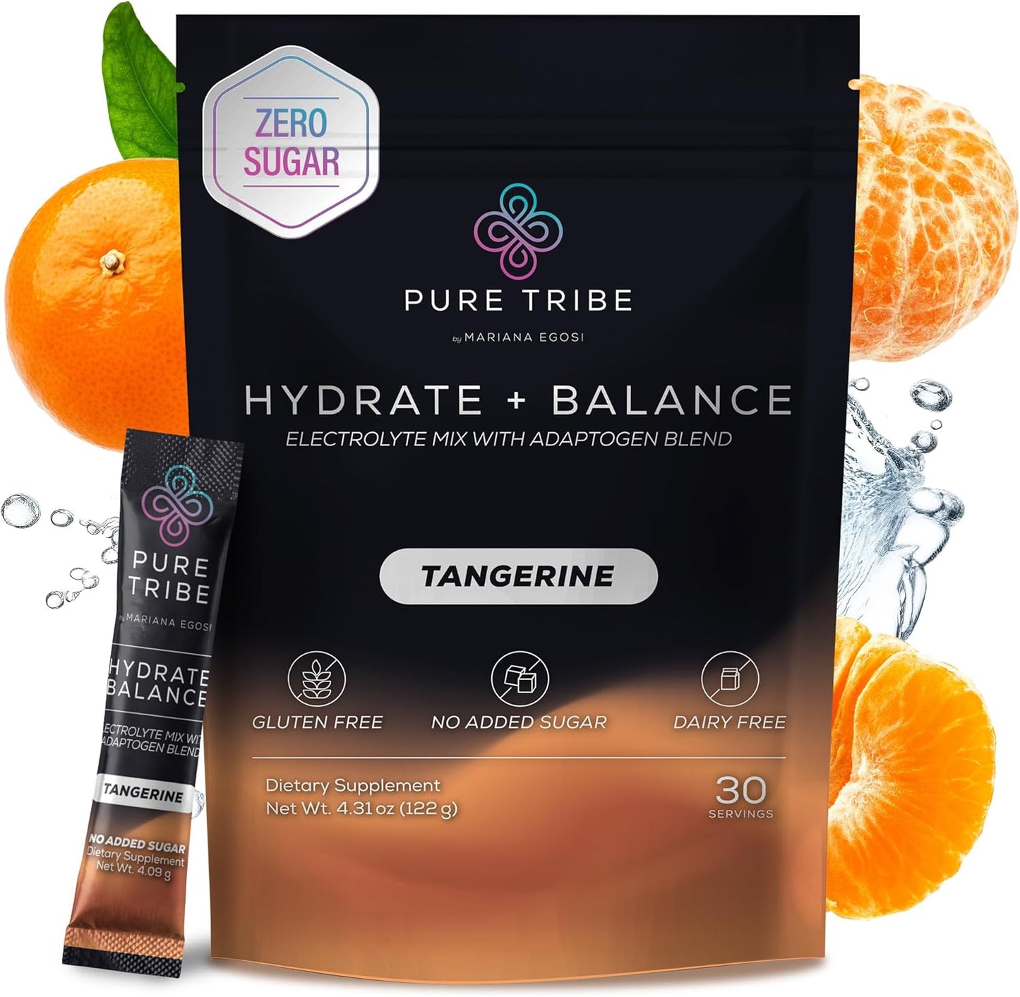 Electrolytes Powder Packets - Sugar Free Hydration Powder Drink Mix Loaded with 6 B Vitamins & Minerals - Energy Drink for Muscle and Mood Support - Tangerine Flavor - 30 Servings