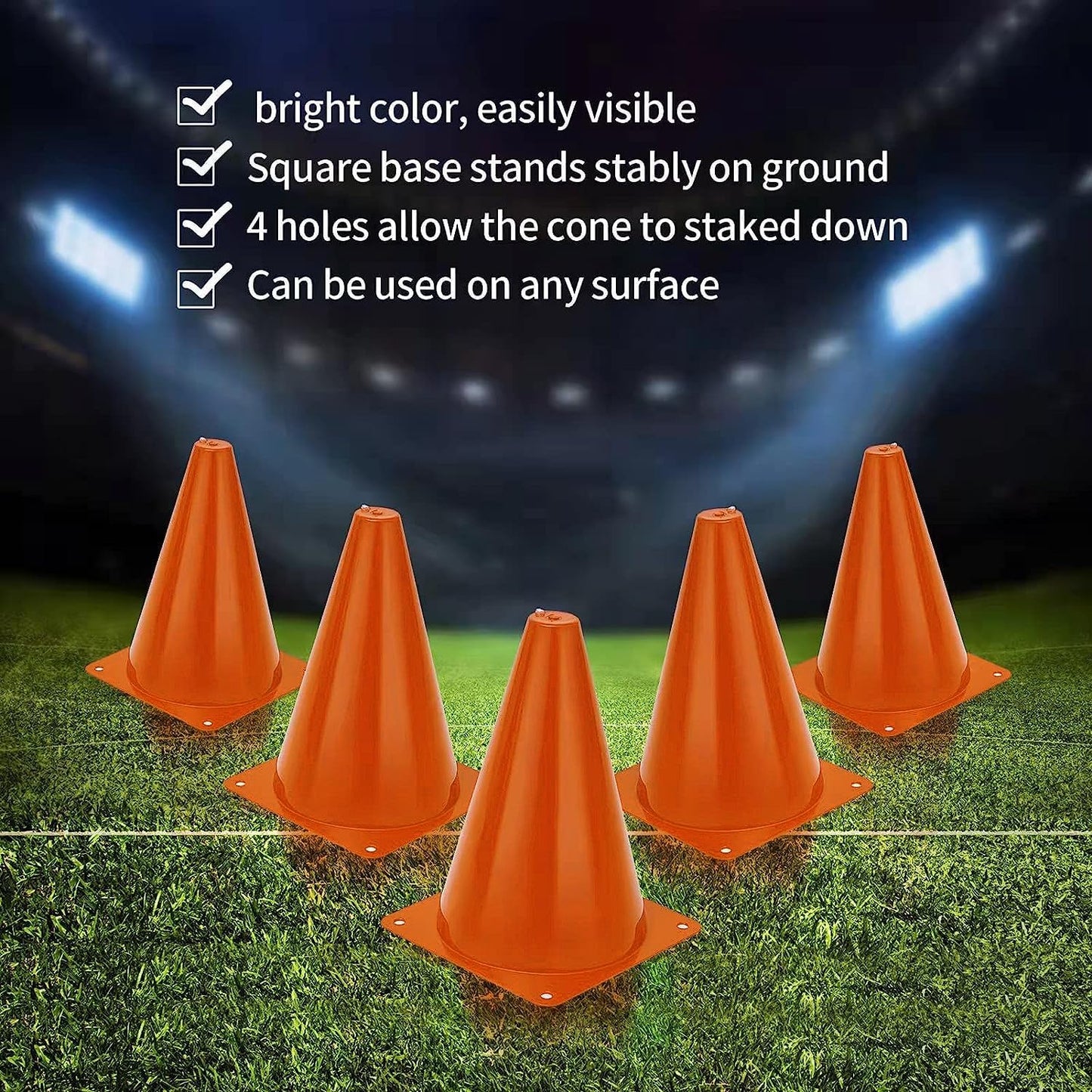 Cones Sports for Kids, Small Training Cones Set for Soccer Practice, 24 Pack 7 Inch Agility Field Cone Marker for Football Basketball Drills, Plastic Multi color Baseball Cone for Outdoor Indoor Games