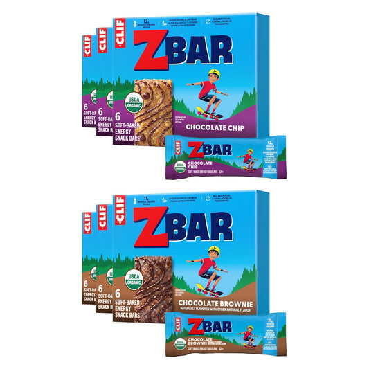 Zbar - Chocolate Chip and Chocolate Brownie - Variety Pack - Soft Baked Whole Grain Snack Bars - USDA Organic - Non-GMO - Plant-Based - 1.27 oz. (36 Count)