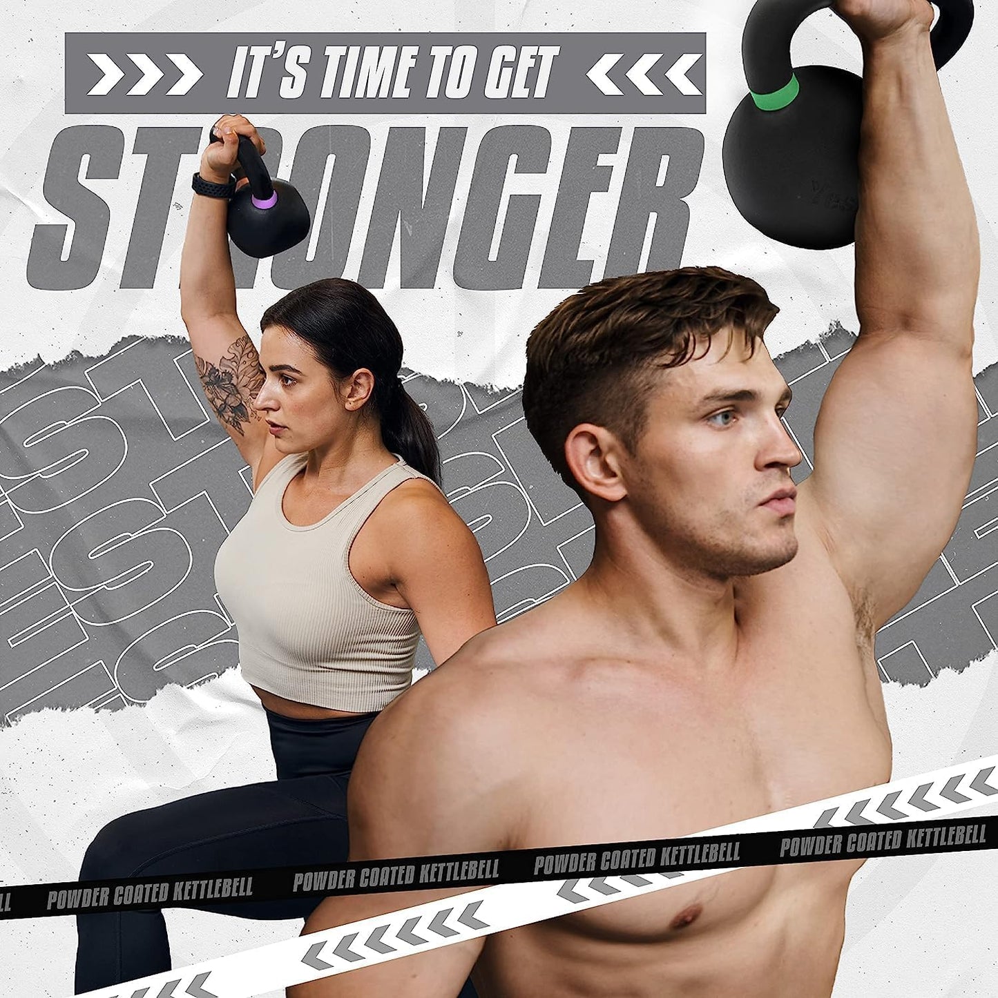 Yes4All Powder Coated Cast Iron Kettlebell Strength Training Kettlebells Weight Set for Full Body Workout, Home Gym