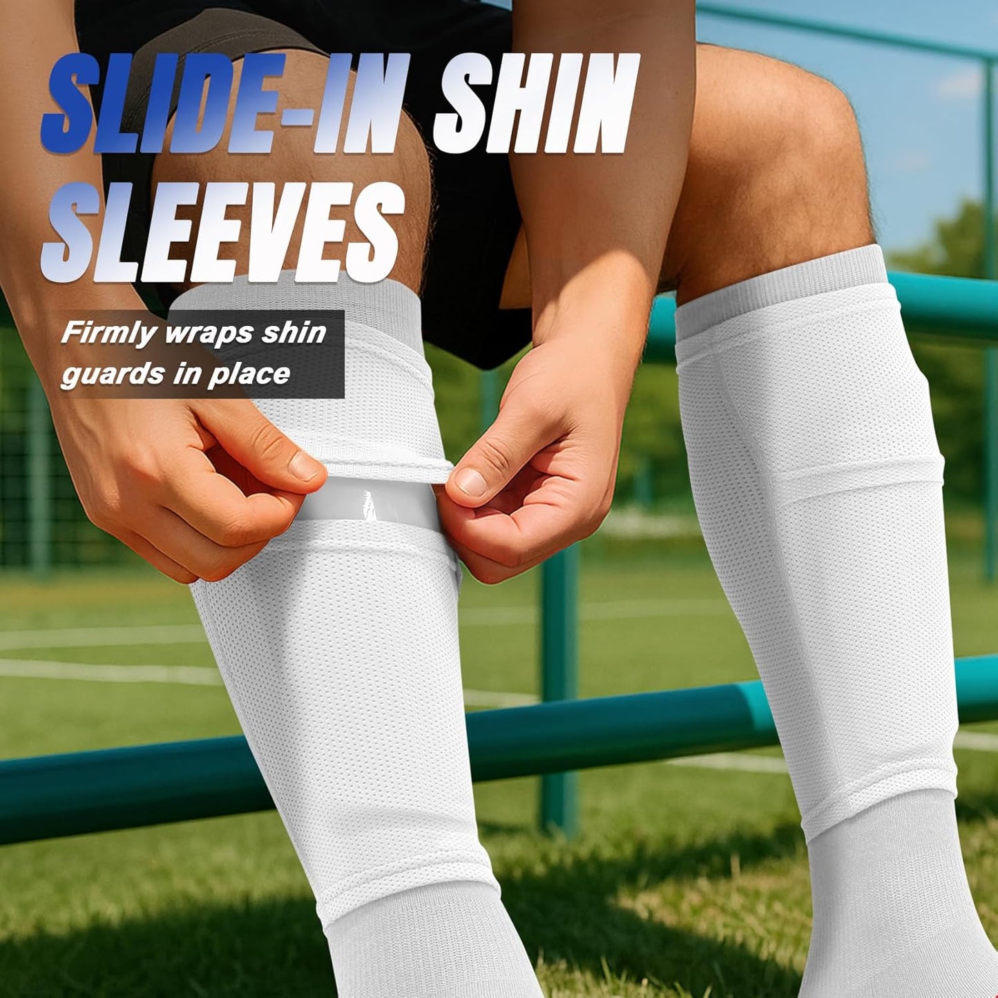 XZQTIVE Soccer Shin Guards with Shin Sleeves and Soccer Socks, Football Shin Pads Set for Kids Youth and Adult