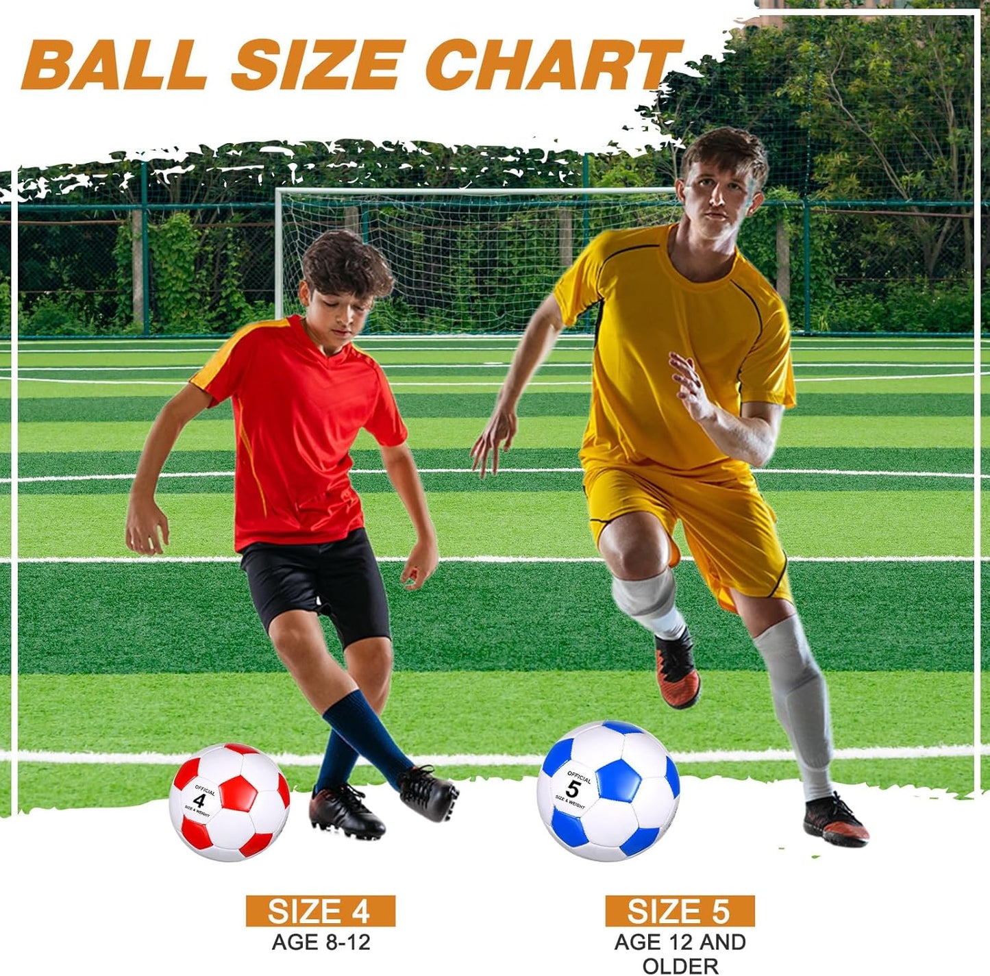 Sotiff 24 Pcs Size 5/4 Soccer Ball Bulk with 24 Pump Deflated Soccer Balls for Kids Teen Football Bulk for Game Training School Team Sports Adults Player Practice Outdoor