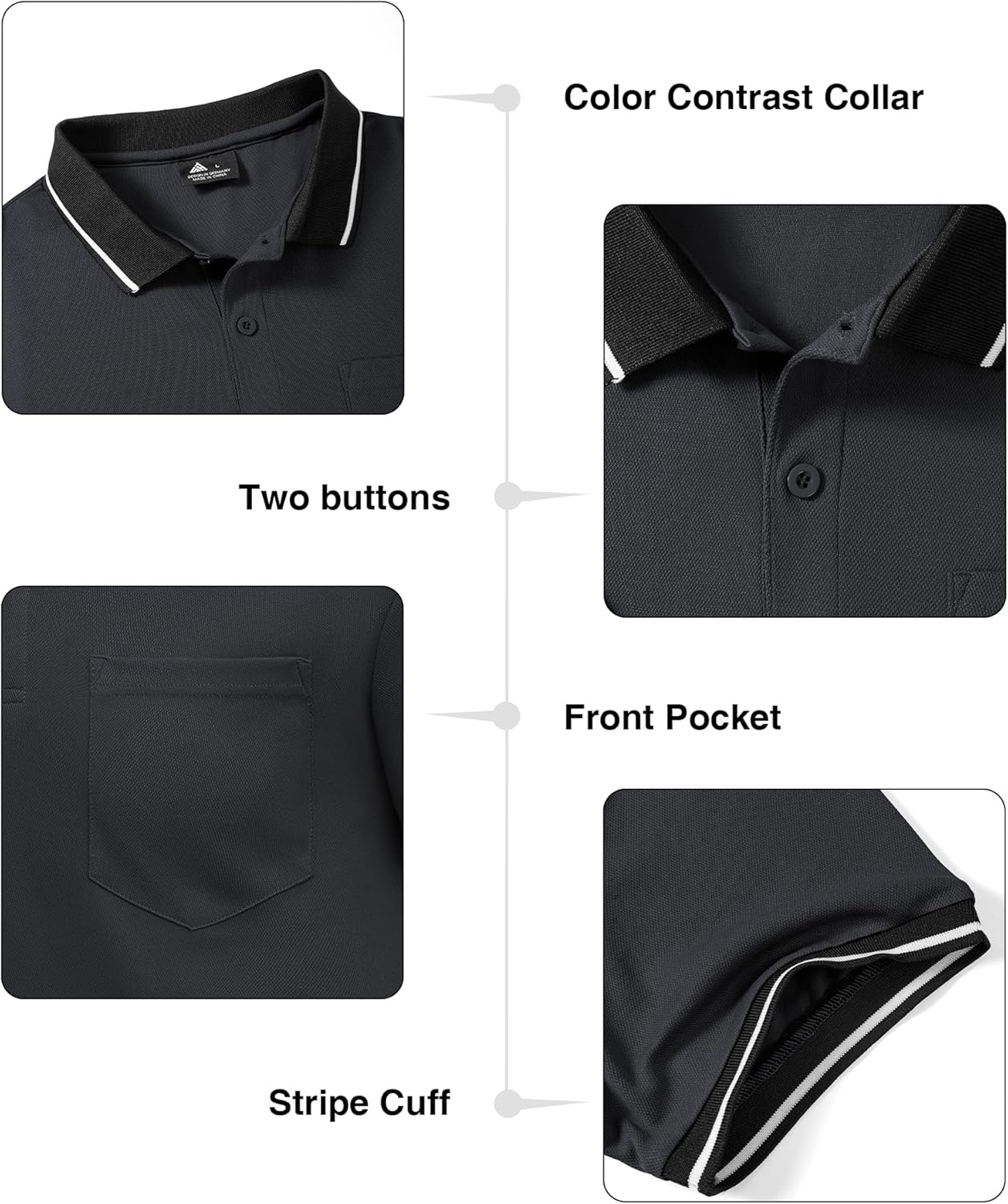 ZITY 3 Pack Men Polo Shirts Short Sleeve with Pocket Sport Wicking Shirts for Men Casual Athletic Collared T-Shirts