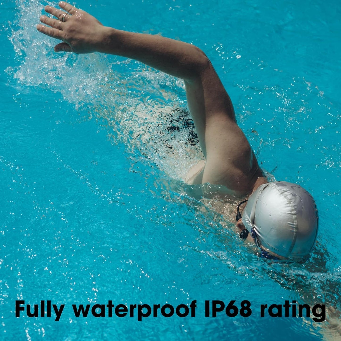 FlowMotion Versa Open-Ear Swimming Headphones Bluetooth Bone Conduction Headphones, 32GB MP3 Player, IP68 Waterproof, Secure Fit for Workouts, Running, Swimming, Cycling, Gym, Built-in Microphone