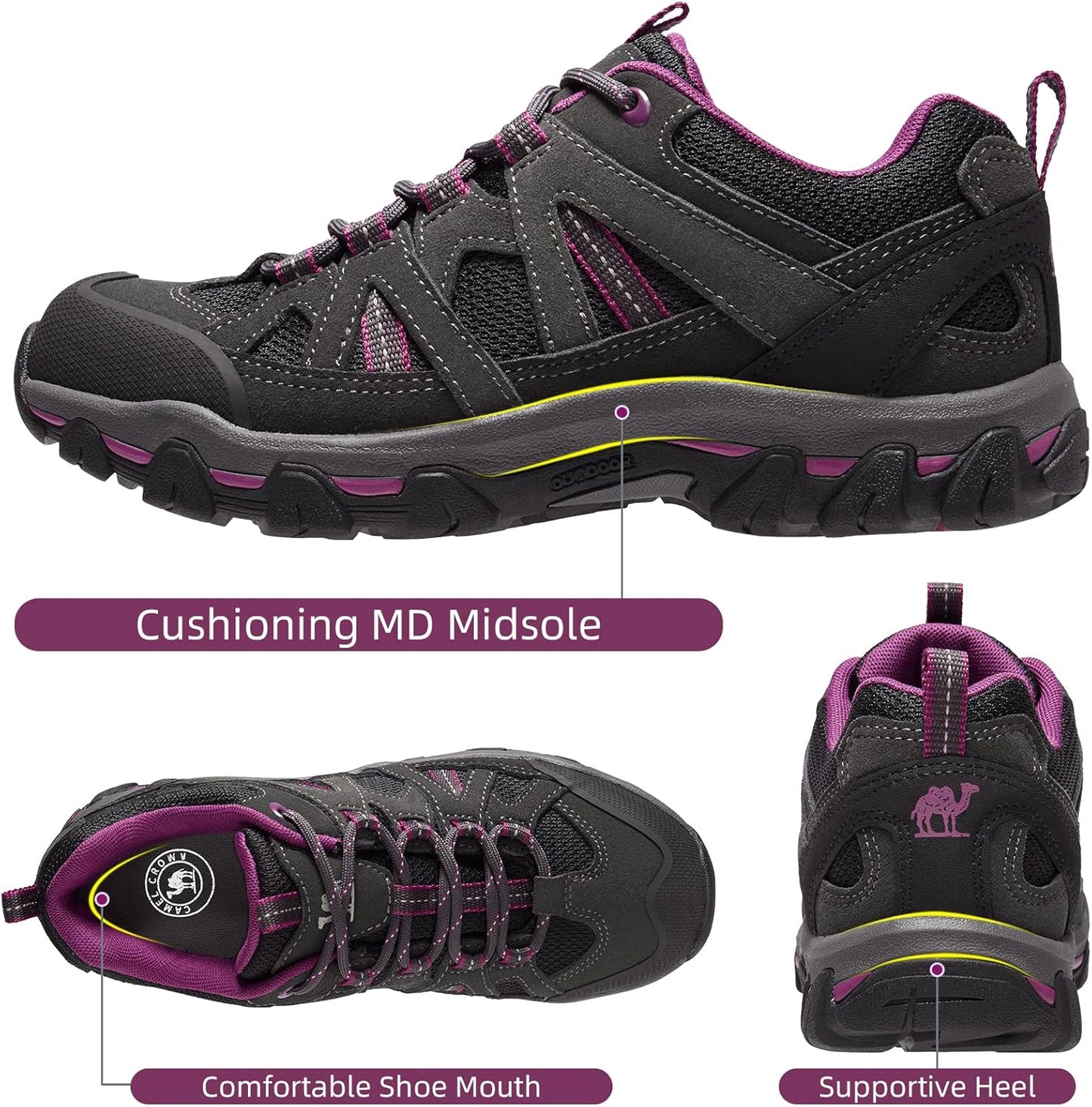 CAMELSPORTS Women's Hiking Shoes Breathable Trail Running Shoes Non-Slip Lightweight Outdoor Sneakers for Trekking Walking