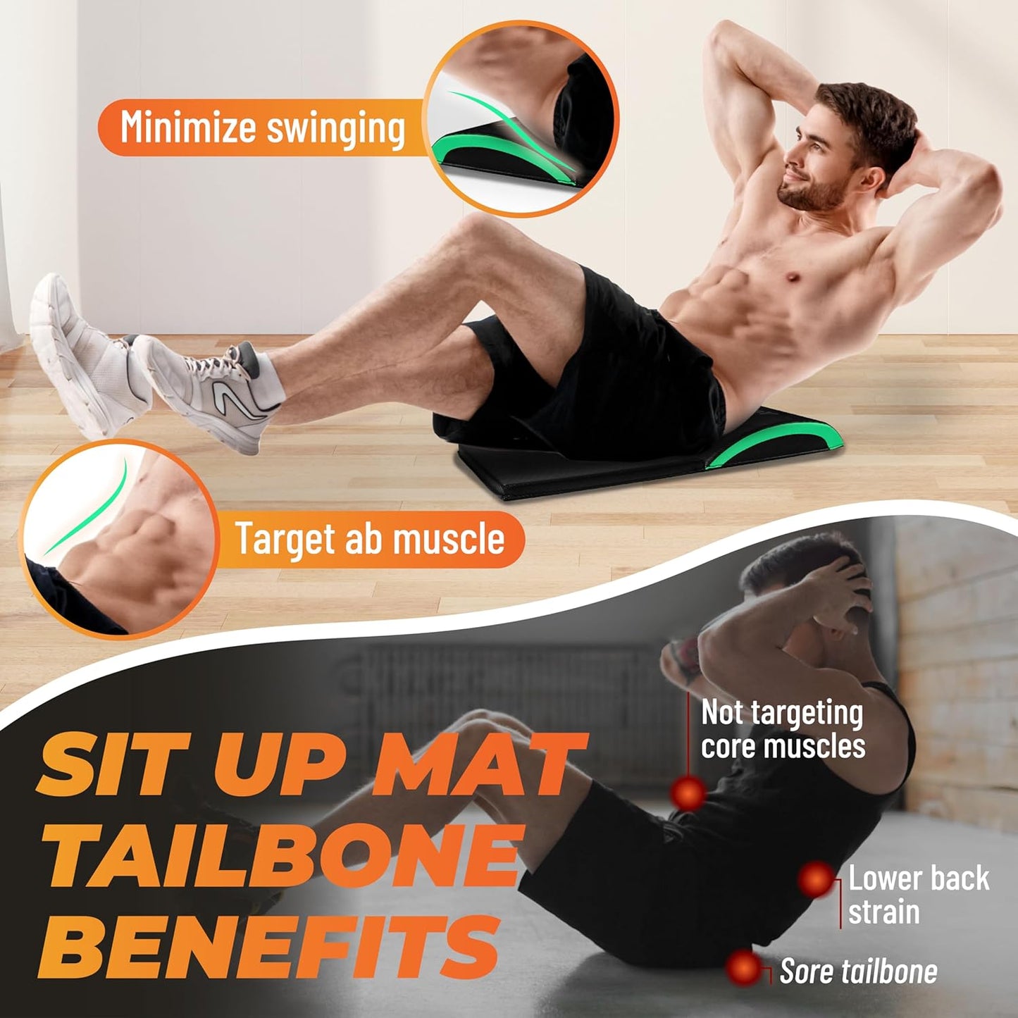 Yes4All Ab Exercise Mat Tailbone & No Tailbone, Foldable Abdominal Sit Up Support Pad, Abs Workout Equipment for Core Training and Lower Back