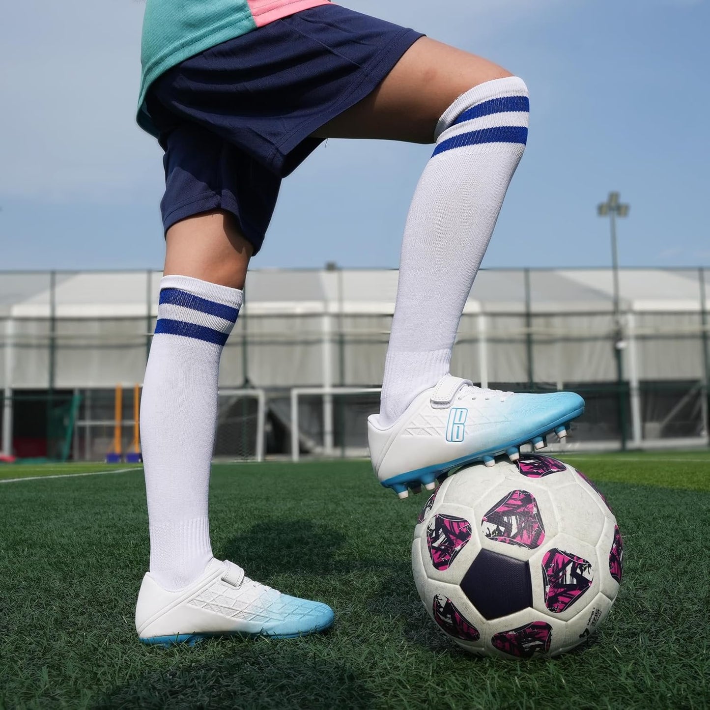 brooman Kids Firm Ground Soccer Cleats Boys Girls Football Cleats with Soccer Socks