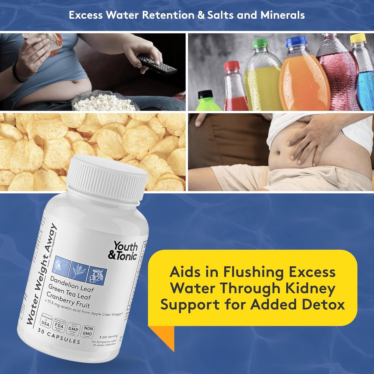 Youth & Tonic Complete Multi-Organ Detox Support – 15 Day Colon Cleanser & Gut Detox, Kidney Cleanse, Water Balance & Liver Health, 90 Pills for Women and Men