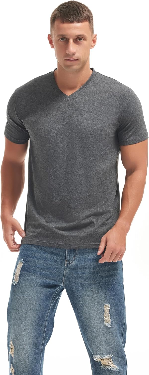 VEIISAR Premium V Neck T Shirts for Men - Modern Fitted Tees Vneck Undershirts