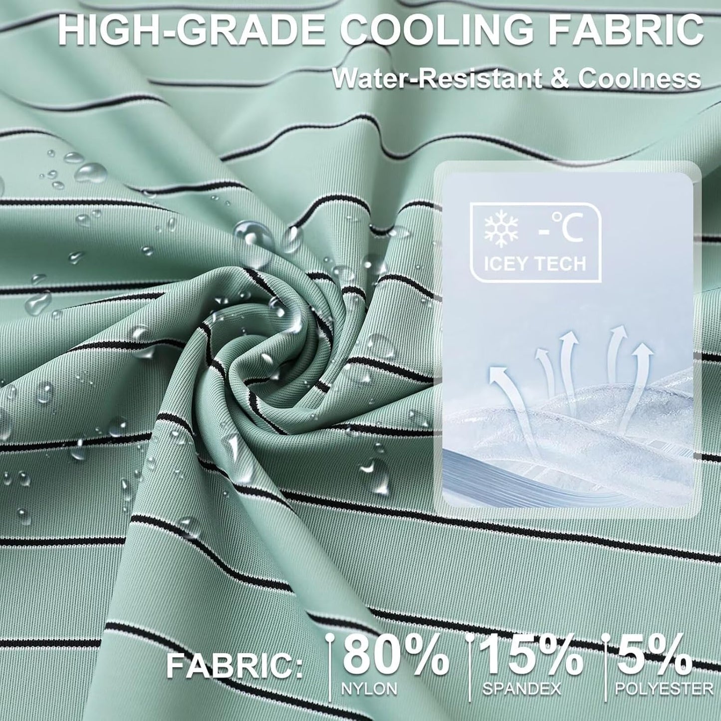 M MAELREG Mens Striped Golf Shirts Short Sleeve Silk-Like Touch Water-Resistant Breathable Soft Collared Polo Shirts for Men