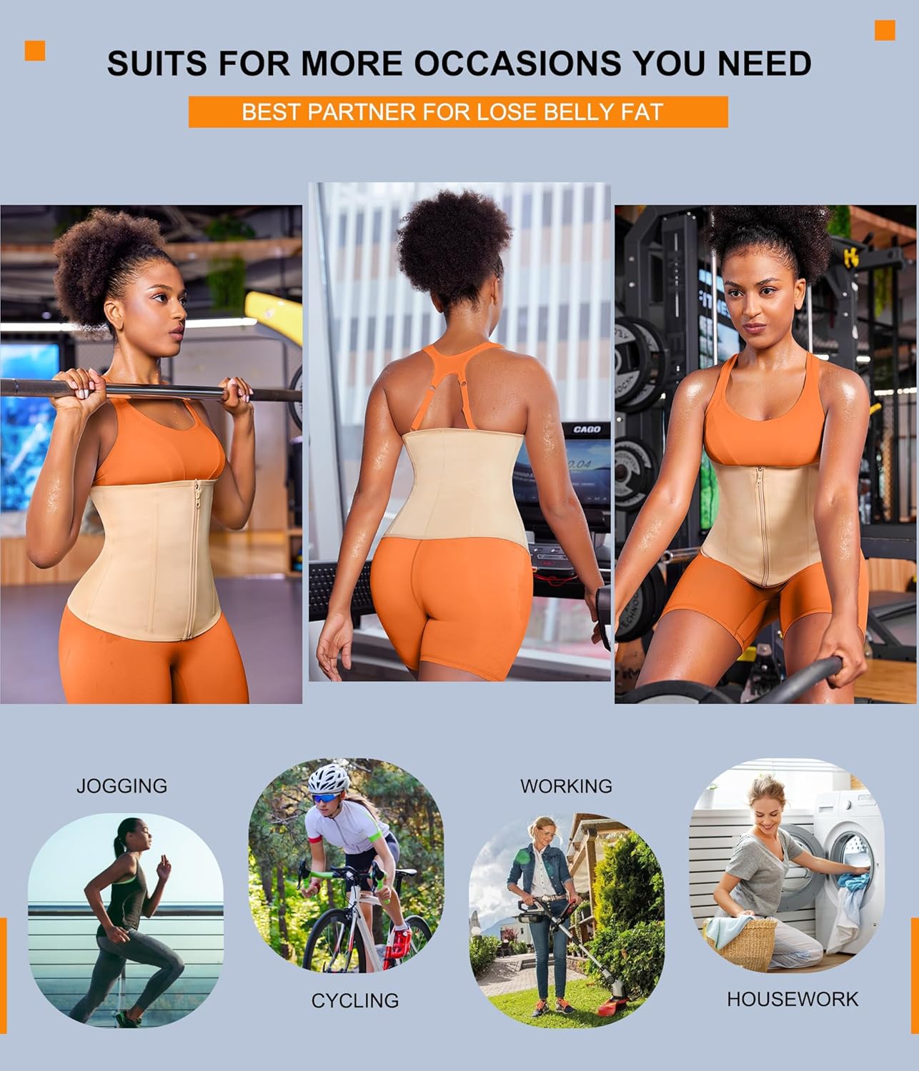 TrainingGirl Waist Trainer for Women Lower Belly Waist Trimmer Corset Tummy Wrap Workout Sweat Belt Band Sports Sauna Suit