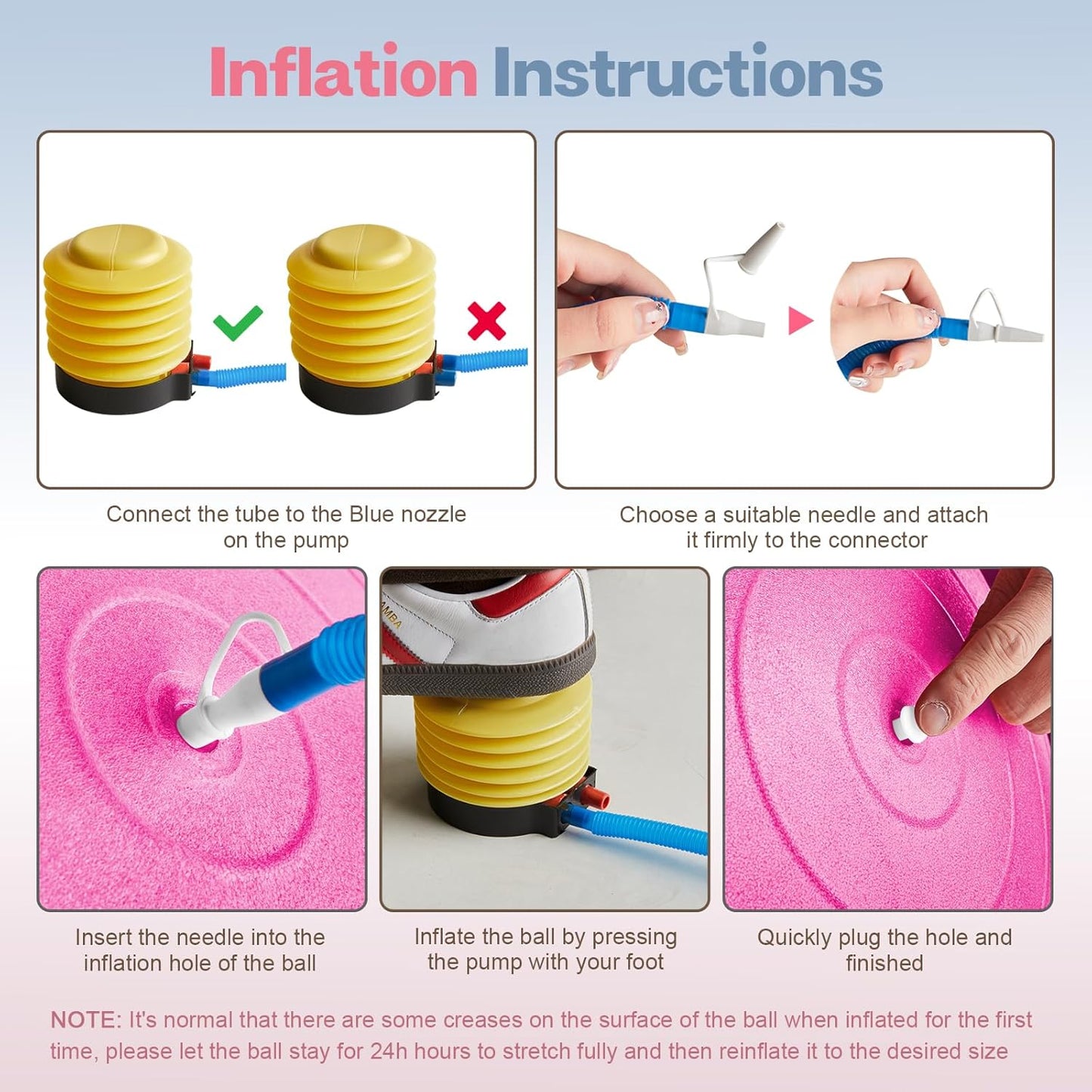 Exercise Ball, Extra Thick Yoga Ball for Workout Pregnancy Stability, 4 Sizes Anti-Burst Balance Ball with Foot Pump - Heavy Duty Fitness Ball Chair for Office, Home & Gym