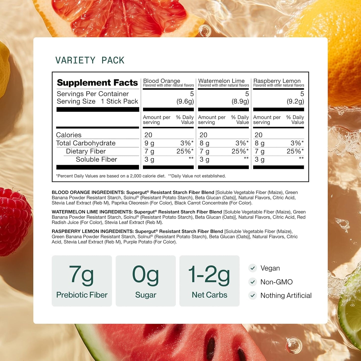 Supergut Gut Healthy Flavored GLP-1 Booster, Variety Pack - High Fiber GLP-1 Supplement Powder for Women & Men - Sugar-Free Drink Mix for Gut Health & Digestive Support (15 Servings)