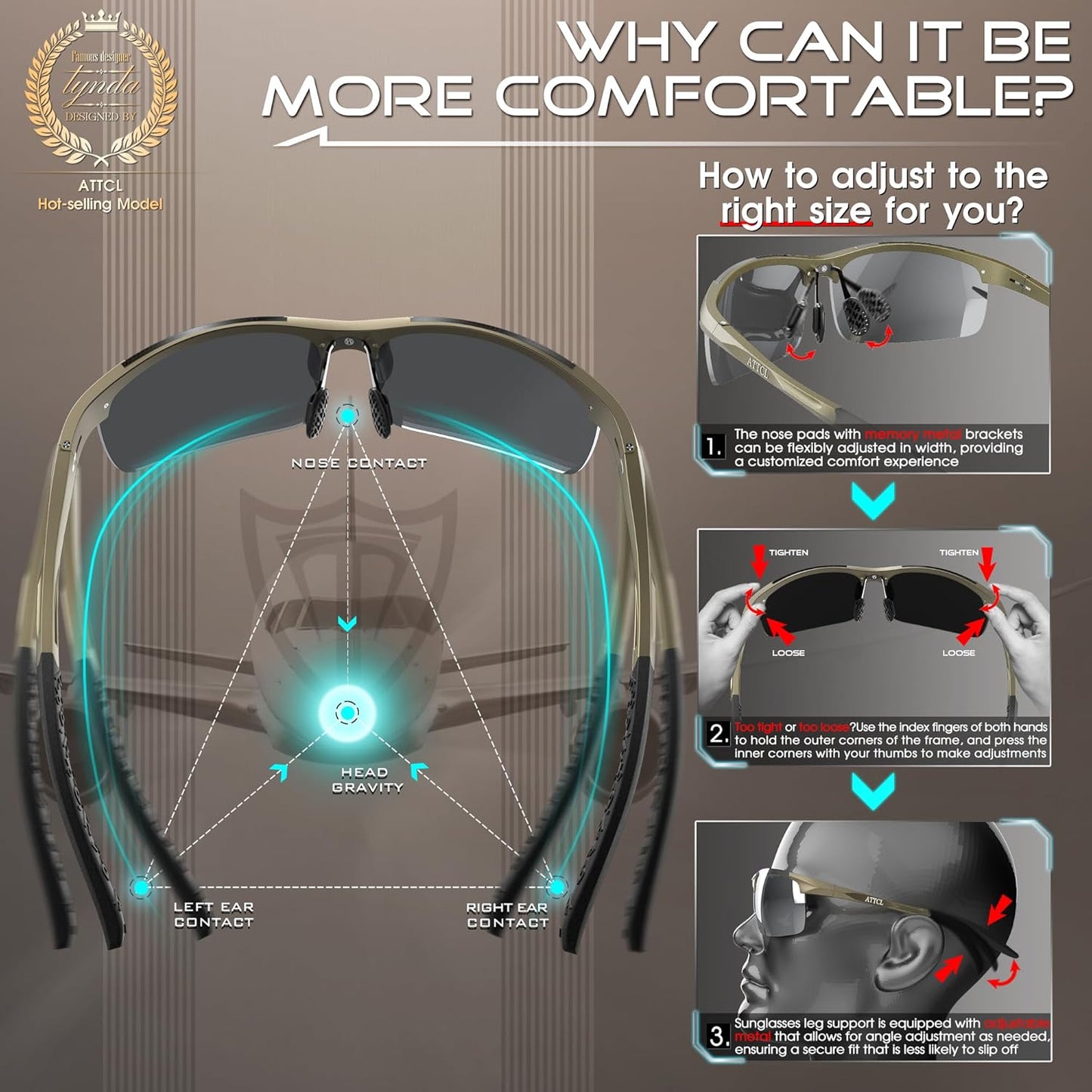 ATTCL Men's Sports Polarized Sunglasses Men for Driving running Fishing Golf - UV Protection Sun glasses Metal Frame