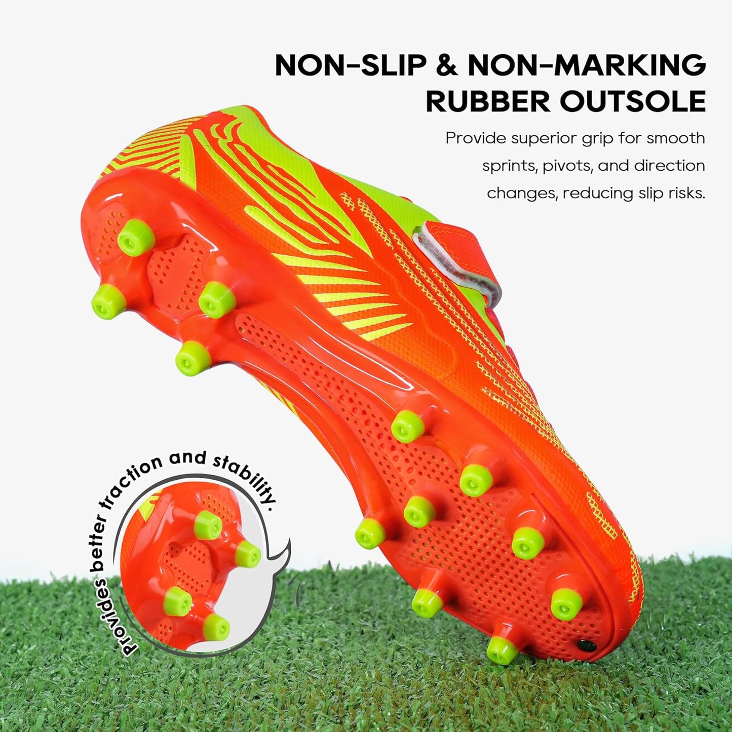 brooman Kids Firm Ground Soccer Cleats Boys Girls Athletic Football Shoes